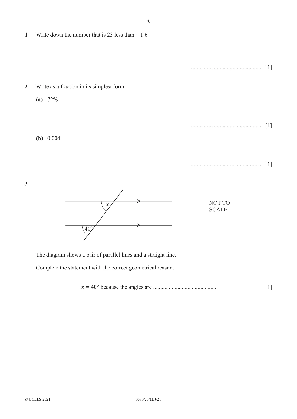 Cambridge IGCSE Mathematics 0580 2021 May/June Paper 2 · Variant 3 question paper, page 2 of 12