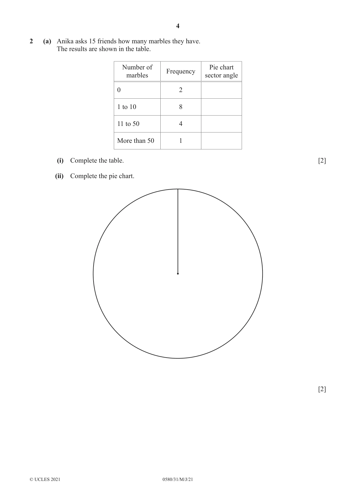 Cambridge IGCSE Mathematics 0580 2021 May/June Paper 3 · Variant 1 question paper, page 4 of 16