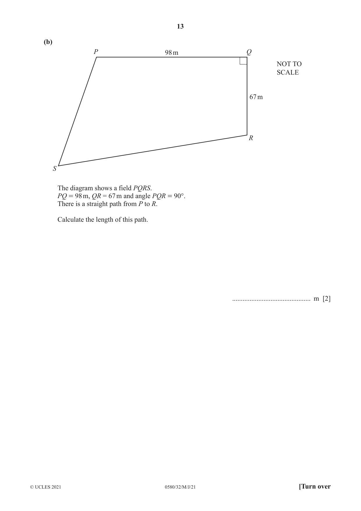 Cambridge IGCSE Mathematics 0580 2021 May/June Paper 3 · Variant 2 question paper, page 13 of 20