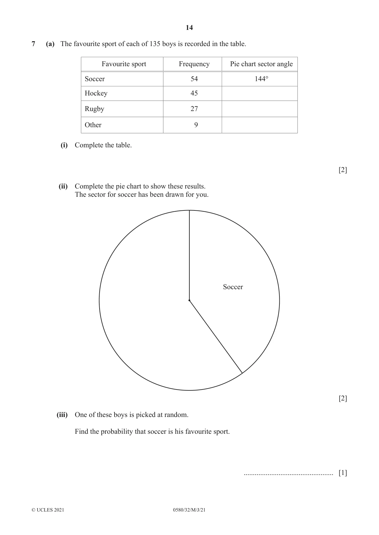 Cambridge IGCSE Mathematics 0580 2021 May/June Paper 3 · Variant 2 question paper, page 14 of 20
