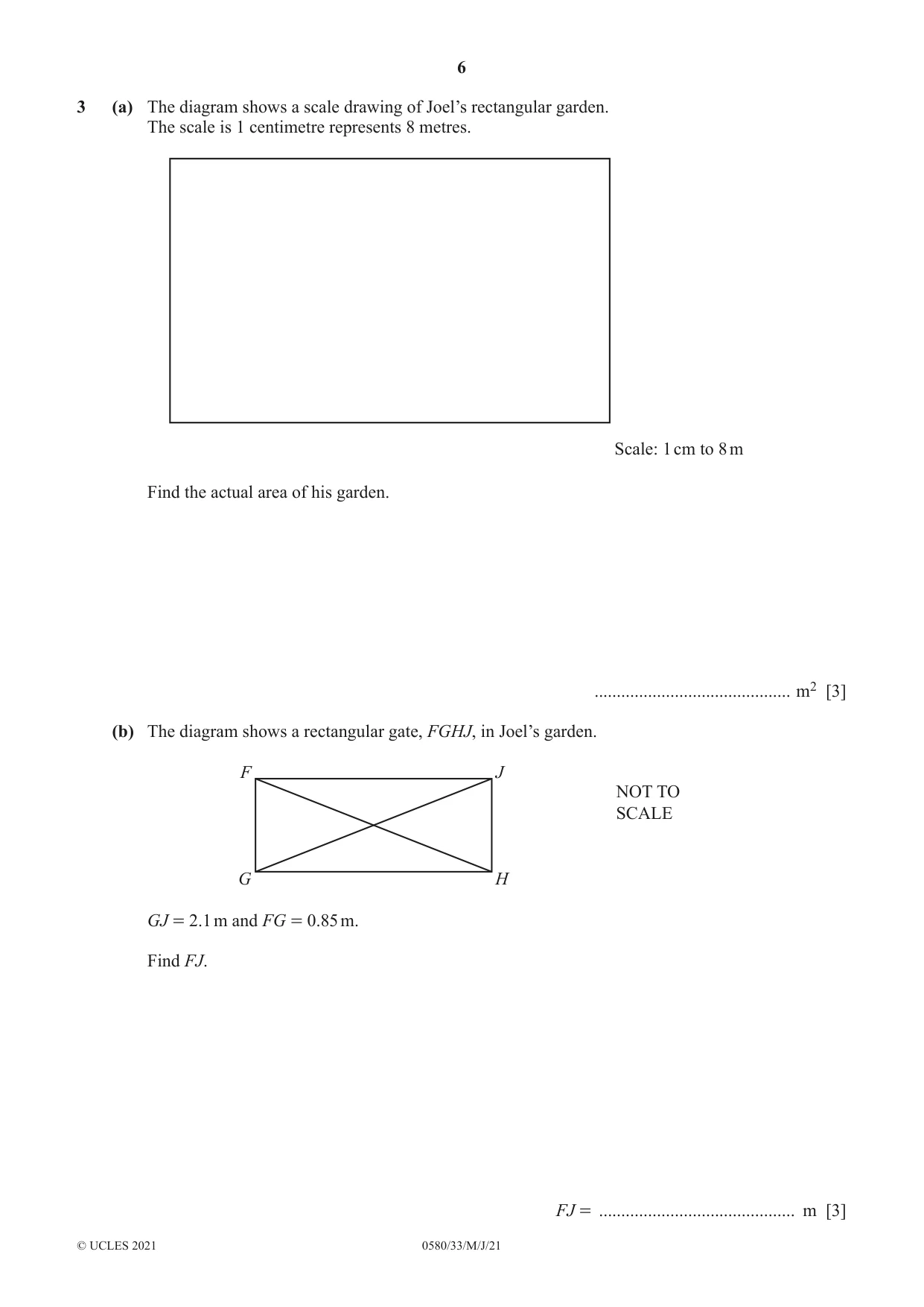 Cambridge IGCSE Mathematics 0580 2021 May/June Paper 3 · Variant 3 question paper, page 6 of 20