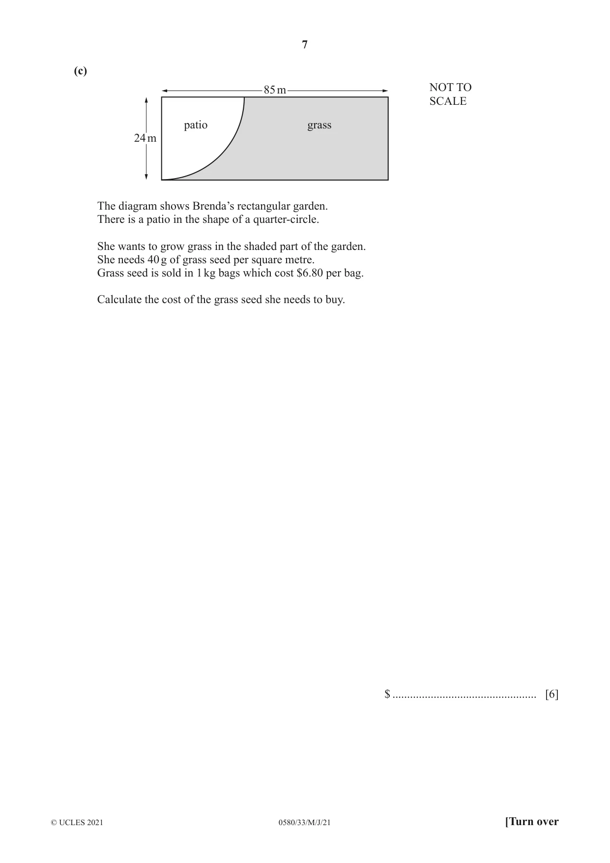 Cambridge IGCSE Mathematics 0580 2021 May/June Paper 3 · Variant 3 question paper, page 7 of 20