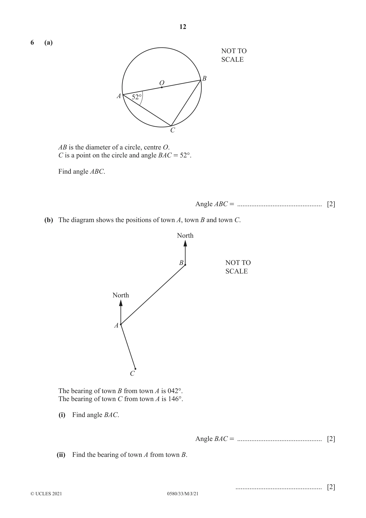 Cambridge IGCSE Mathematics 0580 2021 May/June Paper 3 · Variant 3 question paper, page 12 of 20