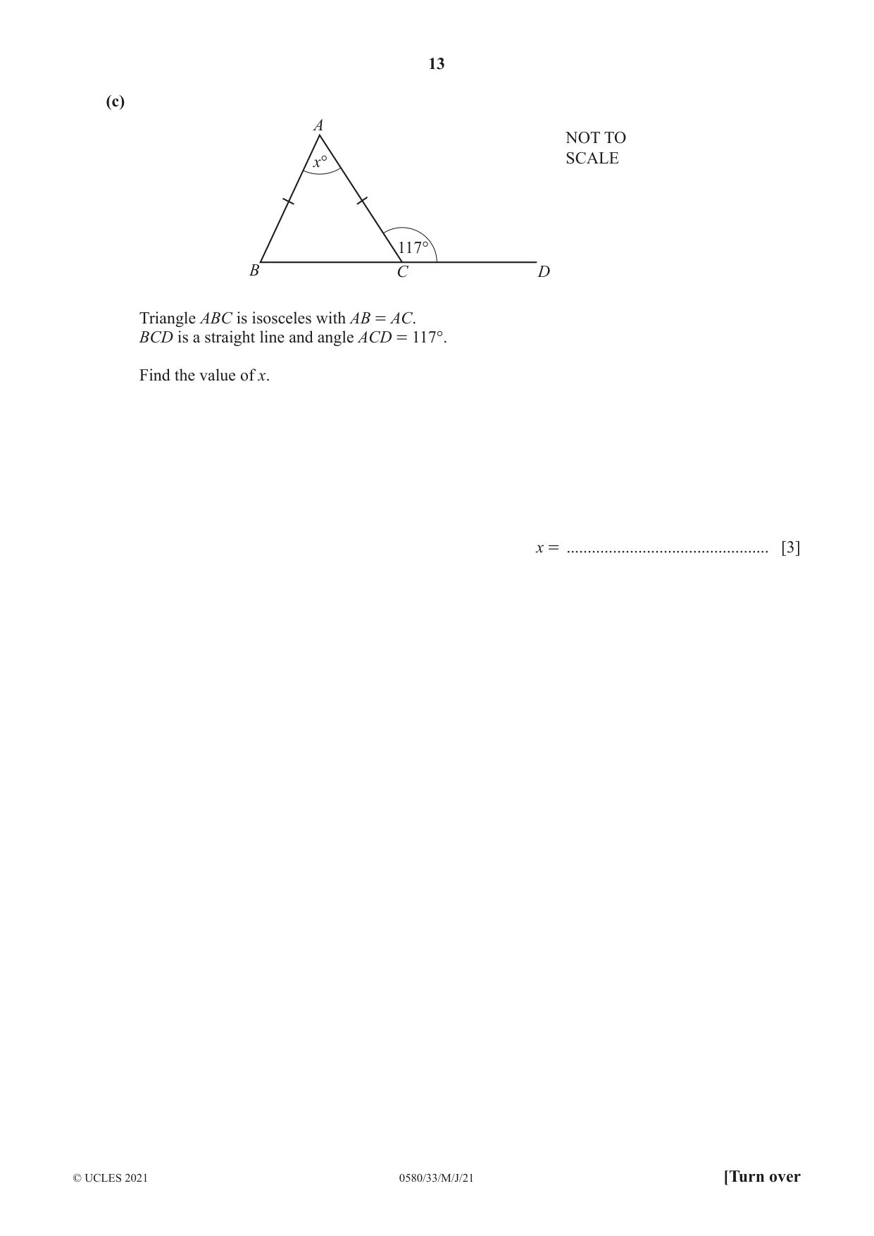 Cambridge IGCSE Mathematics 0580 2021 May/June Paper 3 · Variant 3 question paper, page 13 of 20