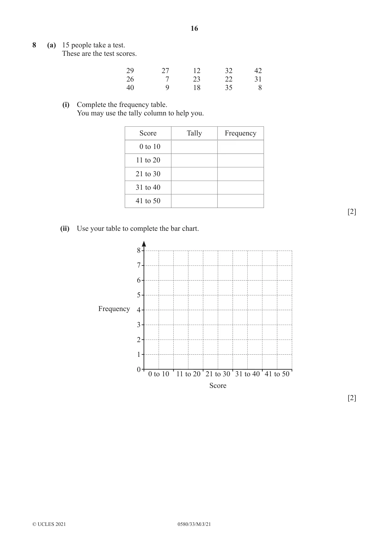 Cambridge IGCSE Mathematics 0580 2021 May/June Paper 3 · Variant 3 question paper, page 16 of 20
