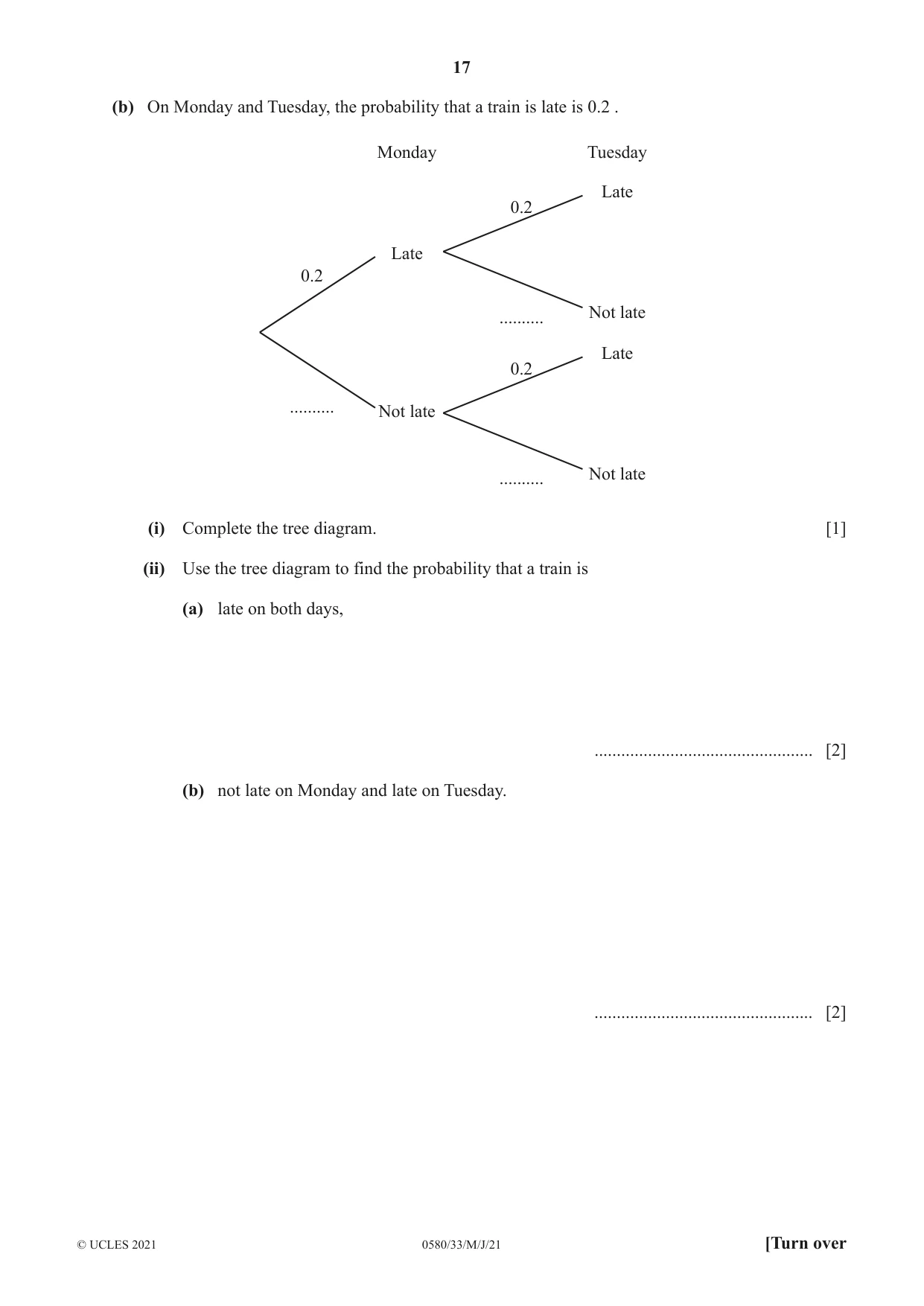 Cambridge IGCSE Mathematics 0580 2021 May/June Paper 3 · Variant 3 question paper, page 17 of 20
