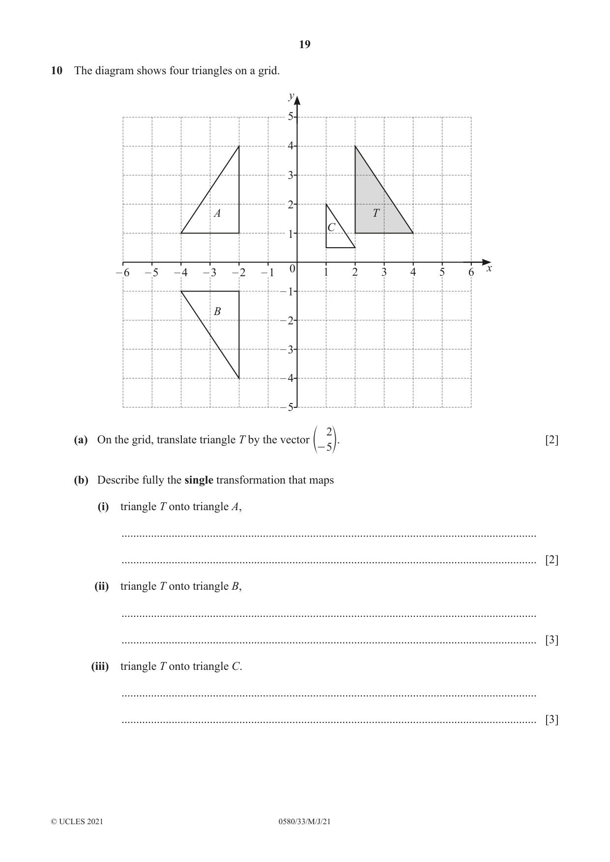 Cambridge IGCSE Mathematics 0580 2021 May/June Paper 3 · Variant 3 question paper, page 19 of 20