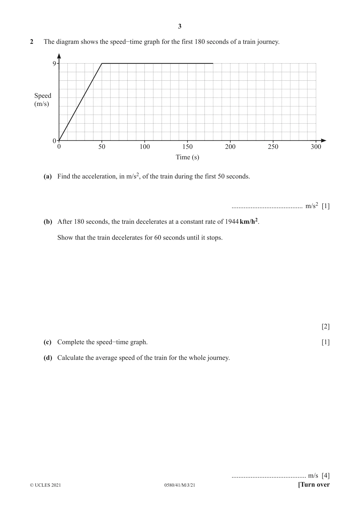 Cambridge IGCSE Mathematics 0580 2021 May/June Paper 4 · Variant 1 question paper, page 3 of 20
