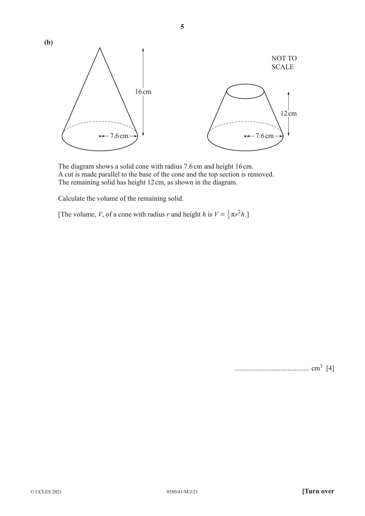 Cambridge IGCSE Mathematics 0580 2021 May/June Paper 4 · Variant 1 question paper, page 5 of 20