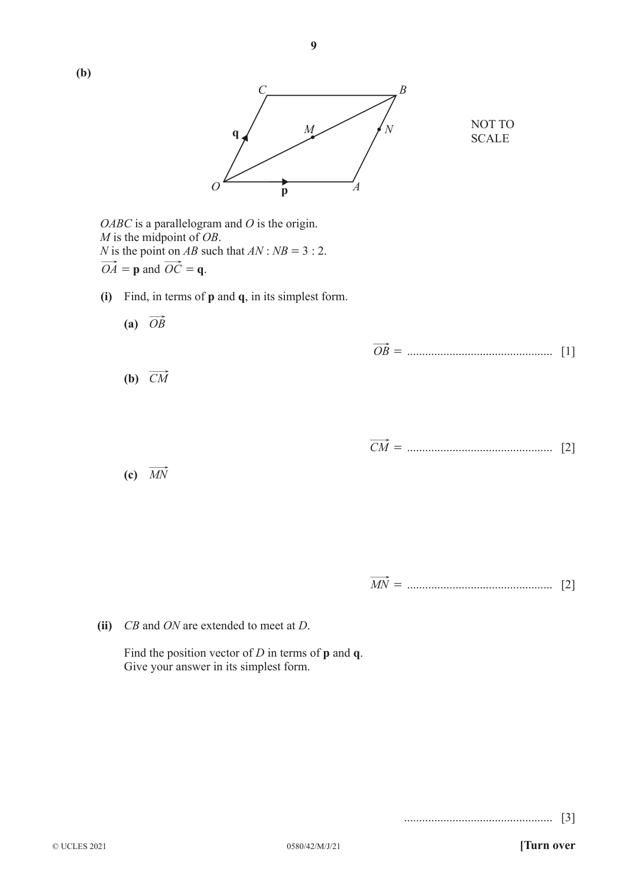 Cambridge IGCSE Mathematics 0580 2021 May/June Paper 4 · Variant 2 question paper, page 9 of 16