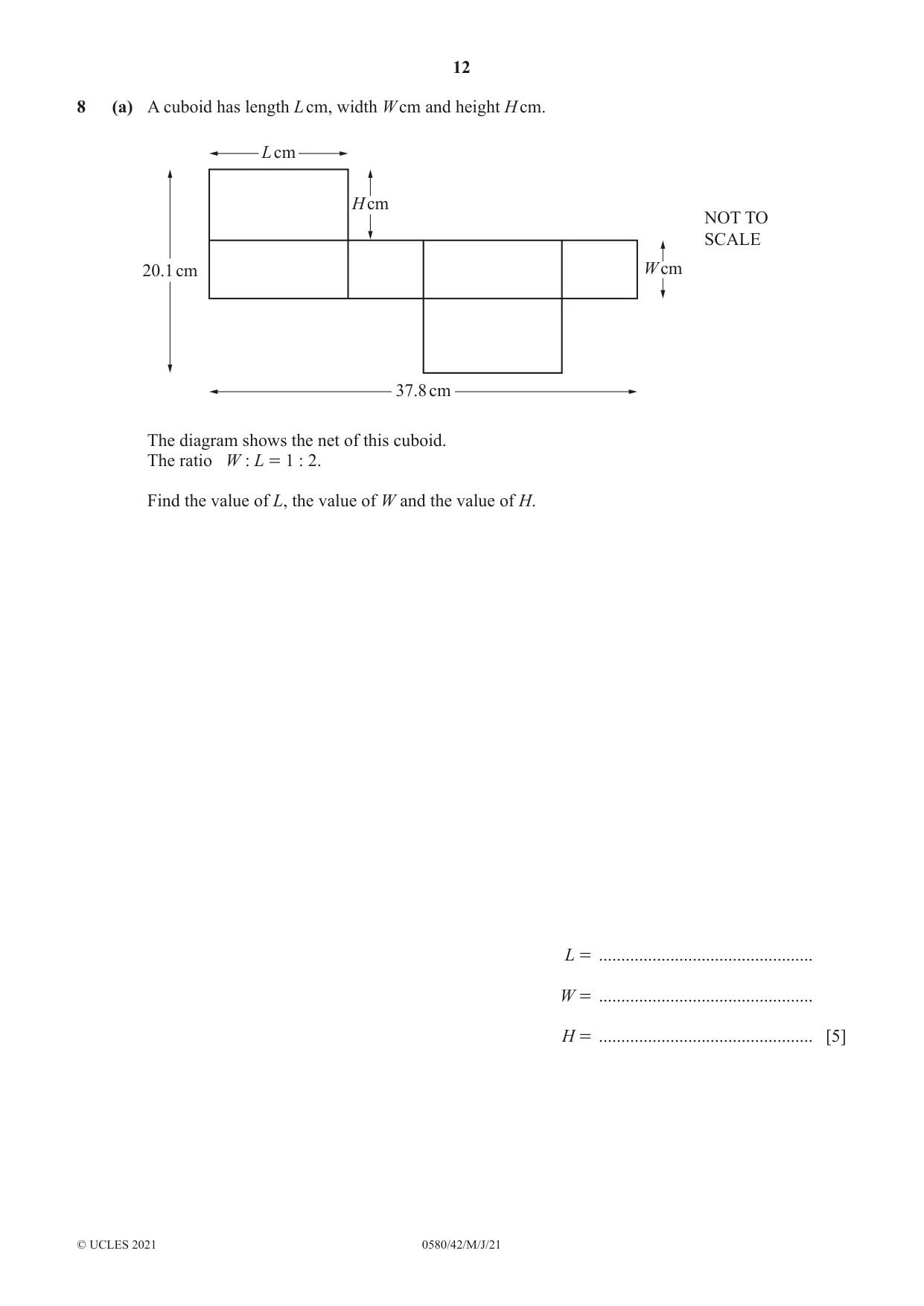 Cambridge IGCSE Mathematics 0580 2021 May/June Paper 4 · Variant 2 question paper, page 12 of 16