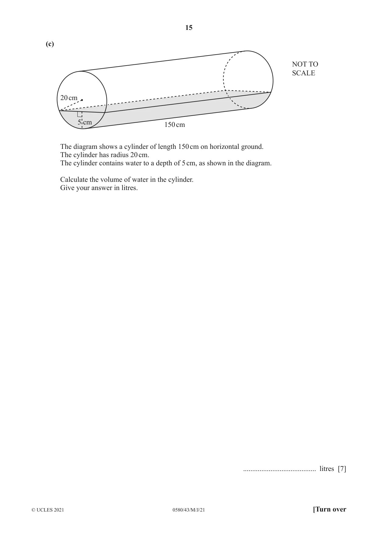 Cambridge IGCSE Mathematics 0580 2021 May/June Paper 4 · Variant 3 question paper, page 15 of 20