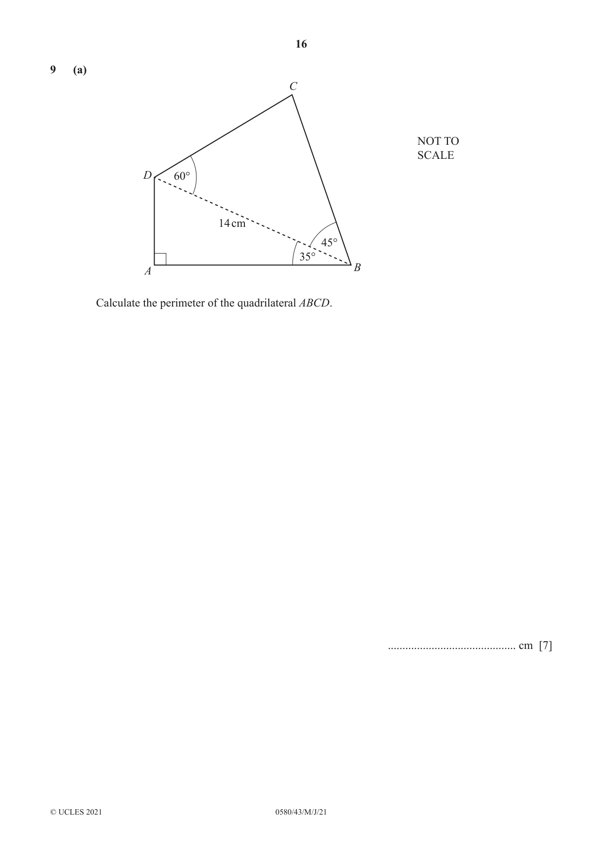 Cambridge IGCSE Mathematics 0580 2021 May/June Paper 4 · Variant 3 question paper, page 16 of 20