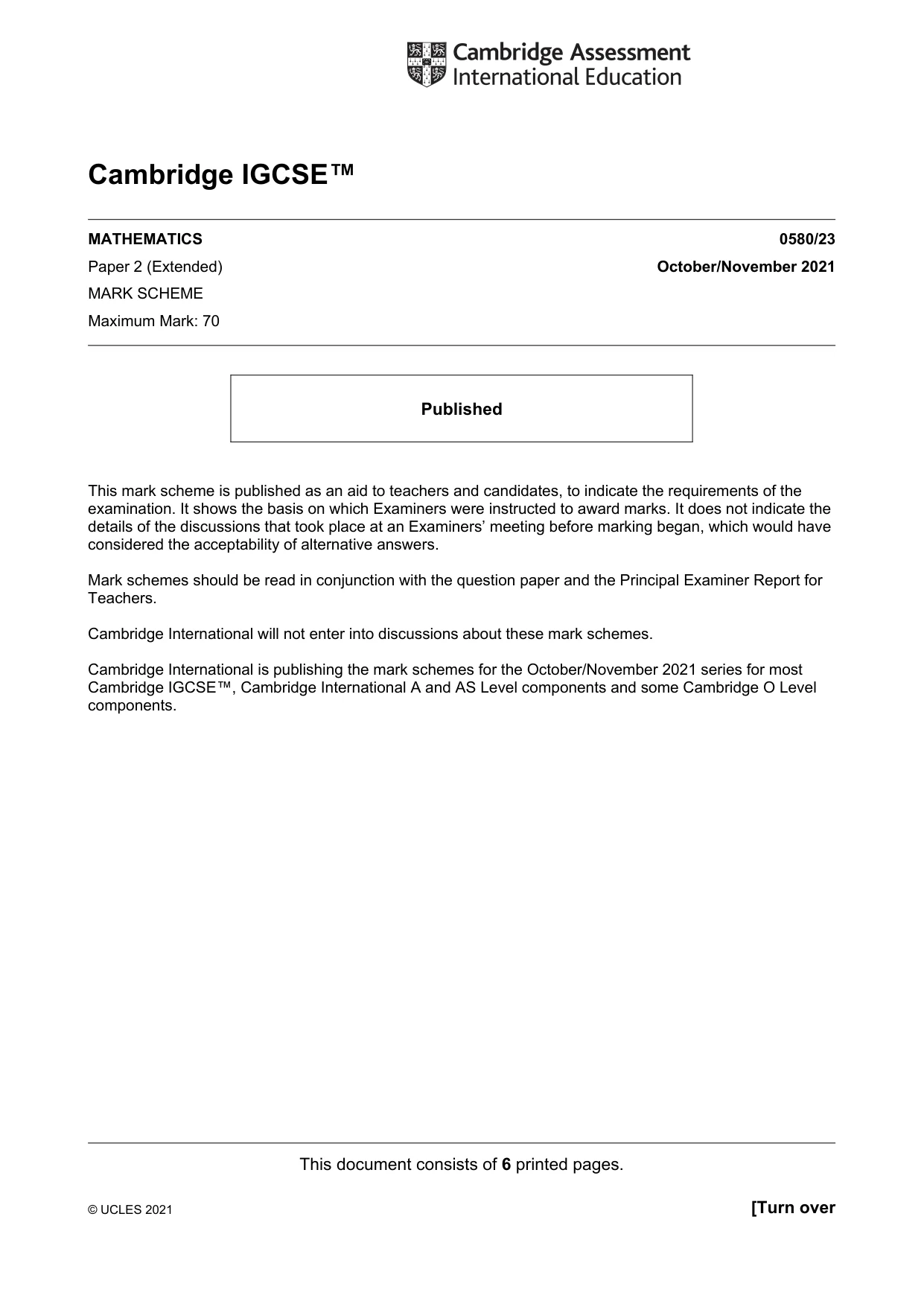 Mark scheme, page 1 of 6