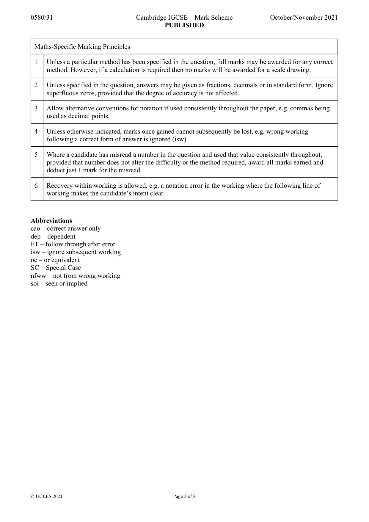 Mark scheme, page 3 of 8