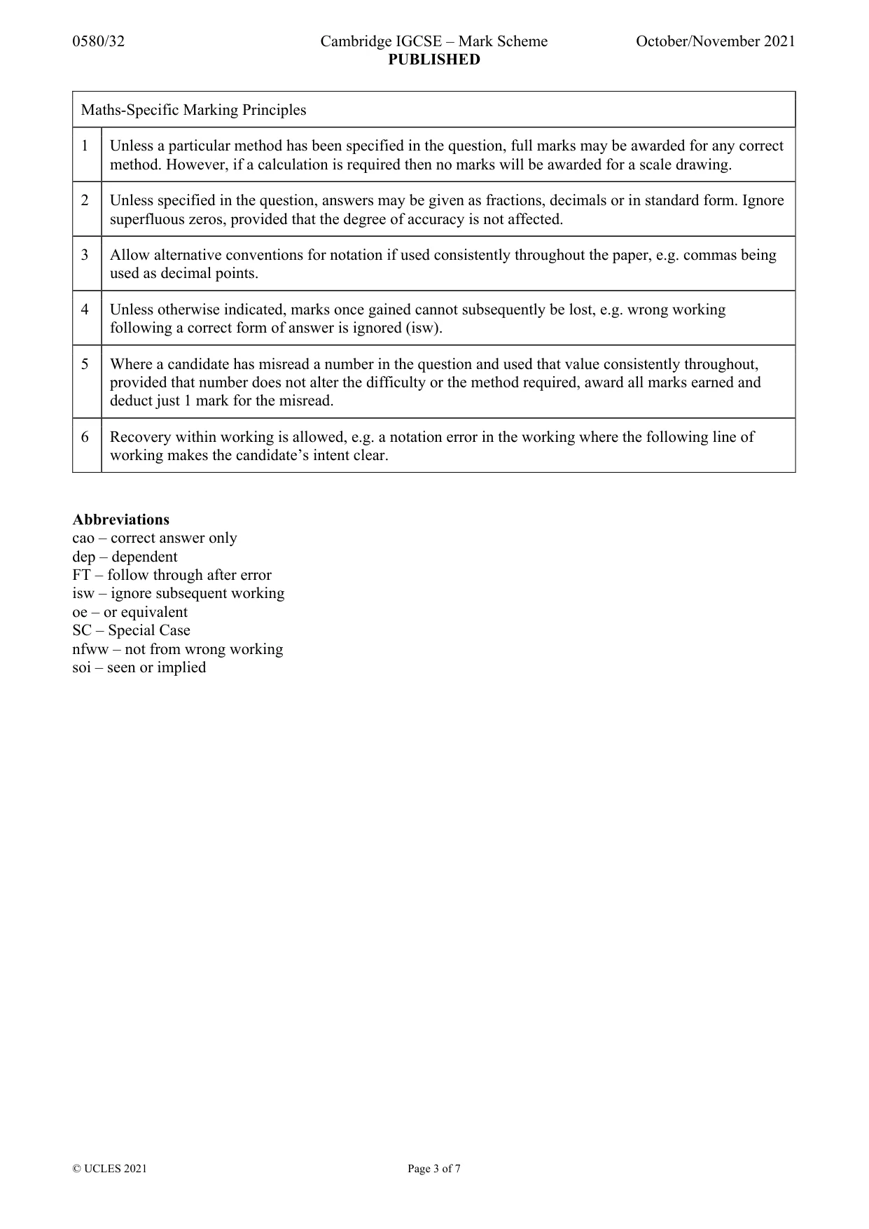 Mark scheme, page 3 of 7
