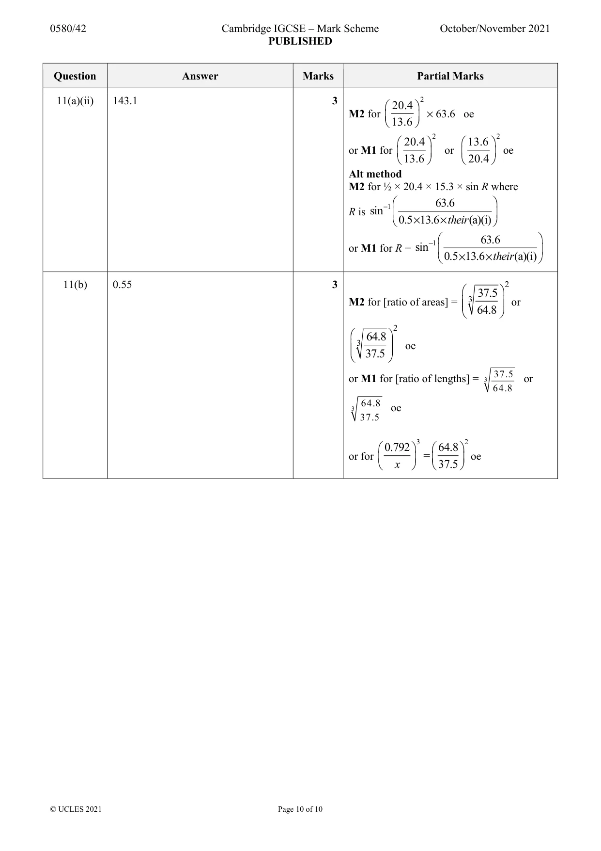 Mark scheme, page 10 of 10