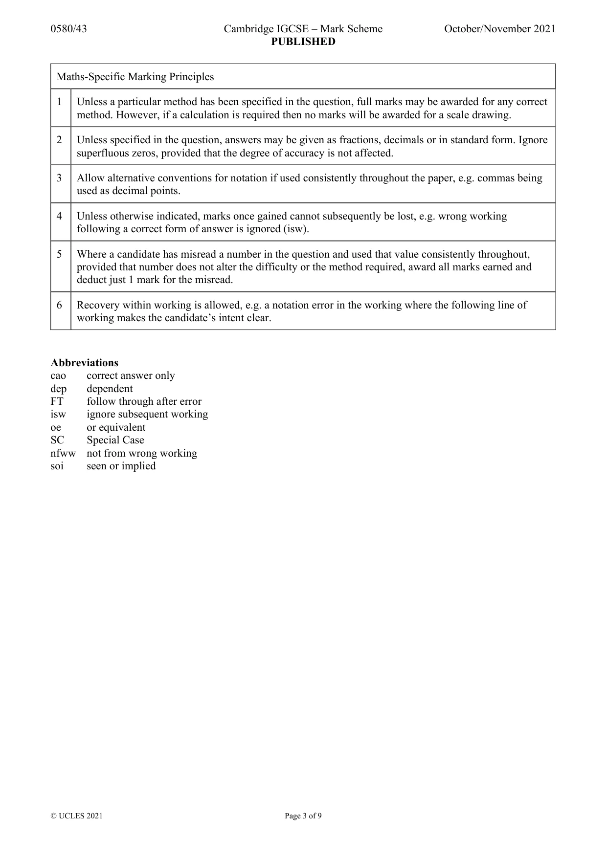 Mark scheme, page 3 of 9
