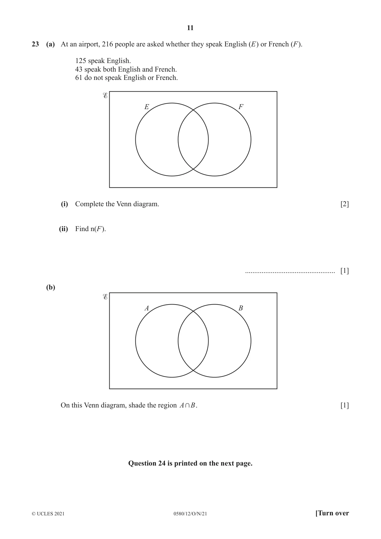 Cambridge IGCSE Mathematics 0580 2021 Oct/Nov Paper 1 · Variant 2 question paper, page 11 of 12