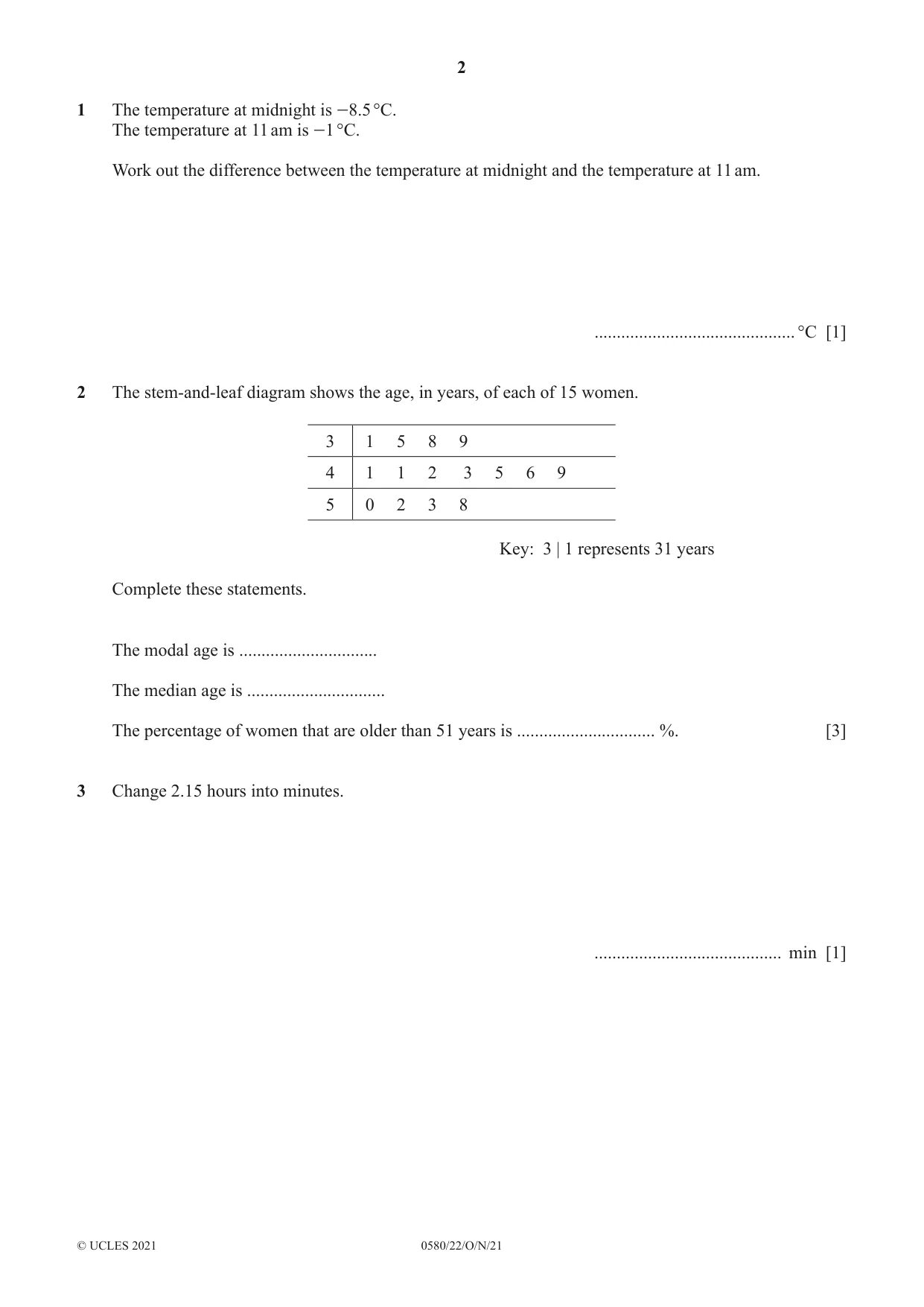 Cambridge IGCSE Mathematics 0580 2021 Oct/Nov Paper 2 · Variant 2 question paper, page 2 of 12