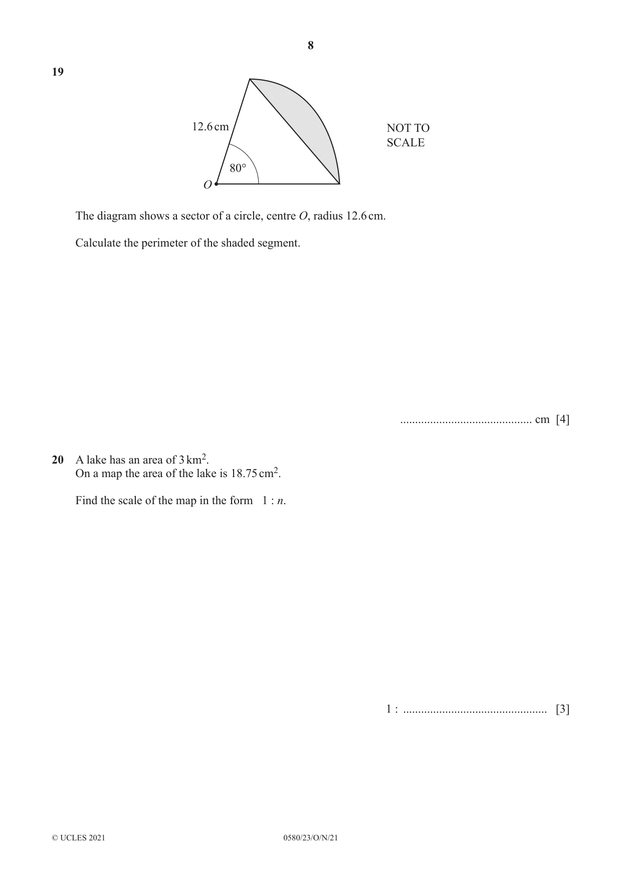 Cambridge IGCSE Mathematics 0580 2021 Oct/Nov Paper 2 · Variant 3 question paper, page 8 of 12
