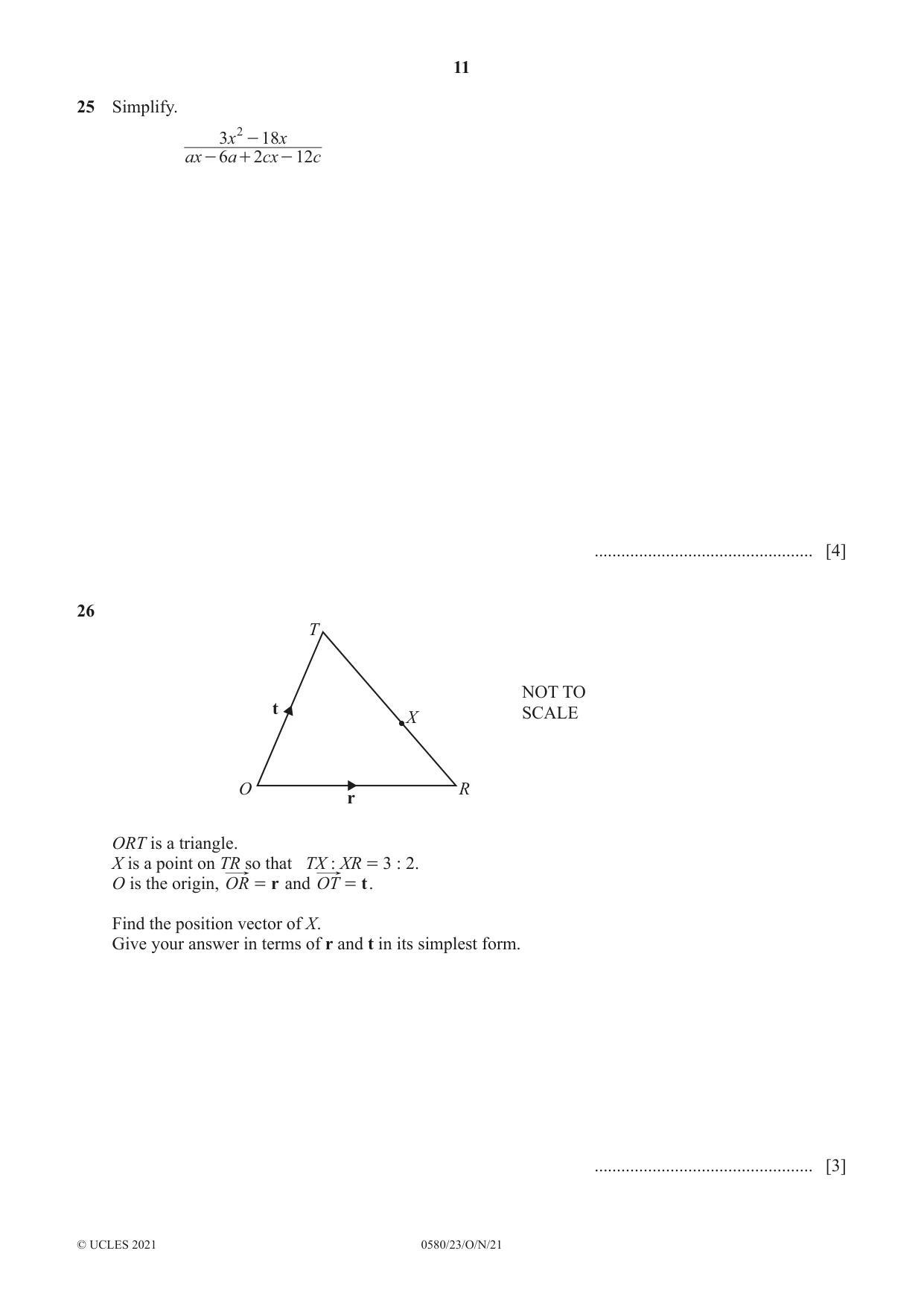 Cambridge IGCSE Mathematics 0580 2021 Oct/Nov Paper 2 · Variant 3 question paper, page 11 of 12