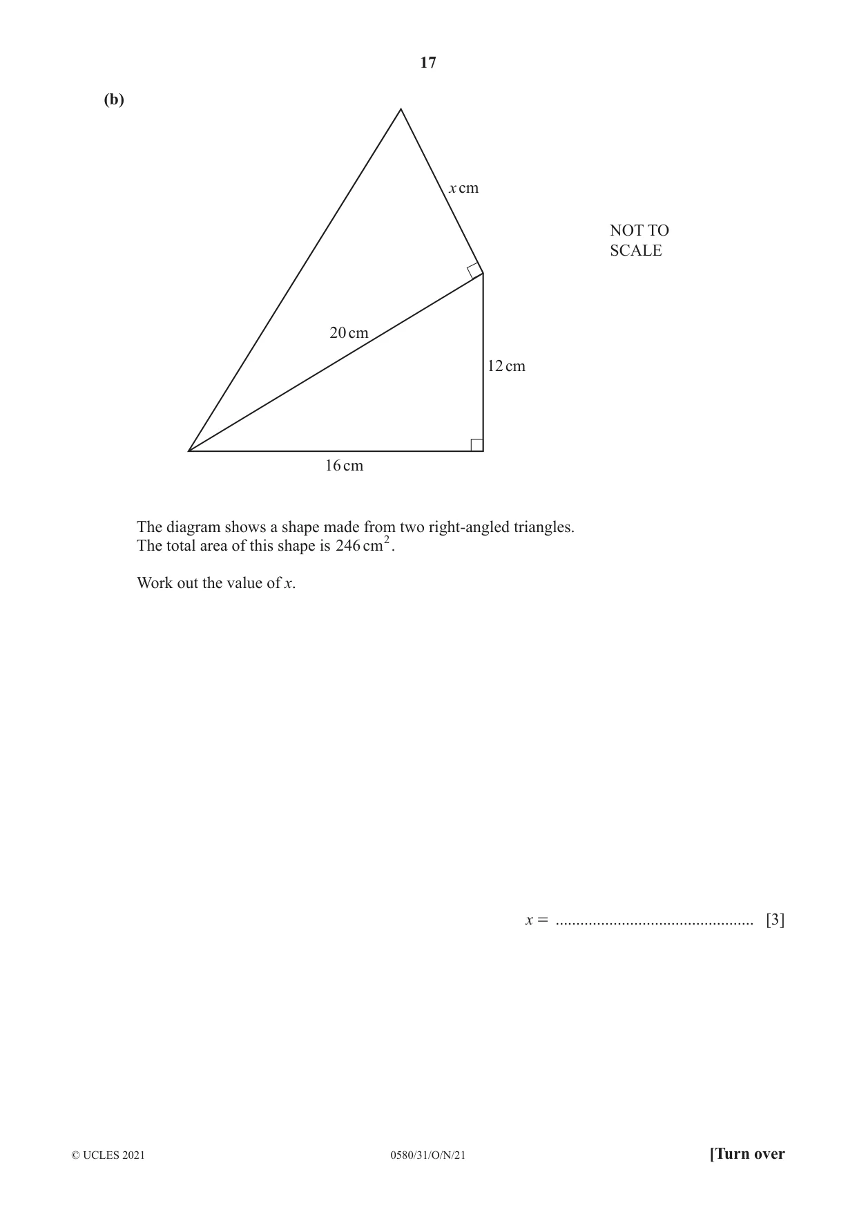 Cambridge IGCSE Mathematics 0580 2021 Oct/Nov Paper 3 · Variant 1 question paper, page 17 of 20