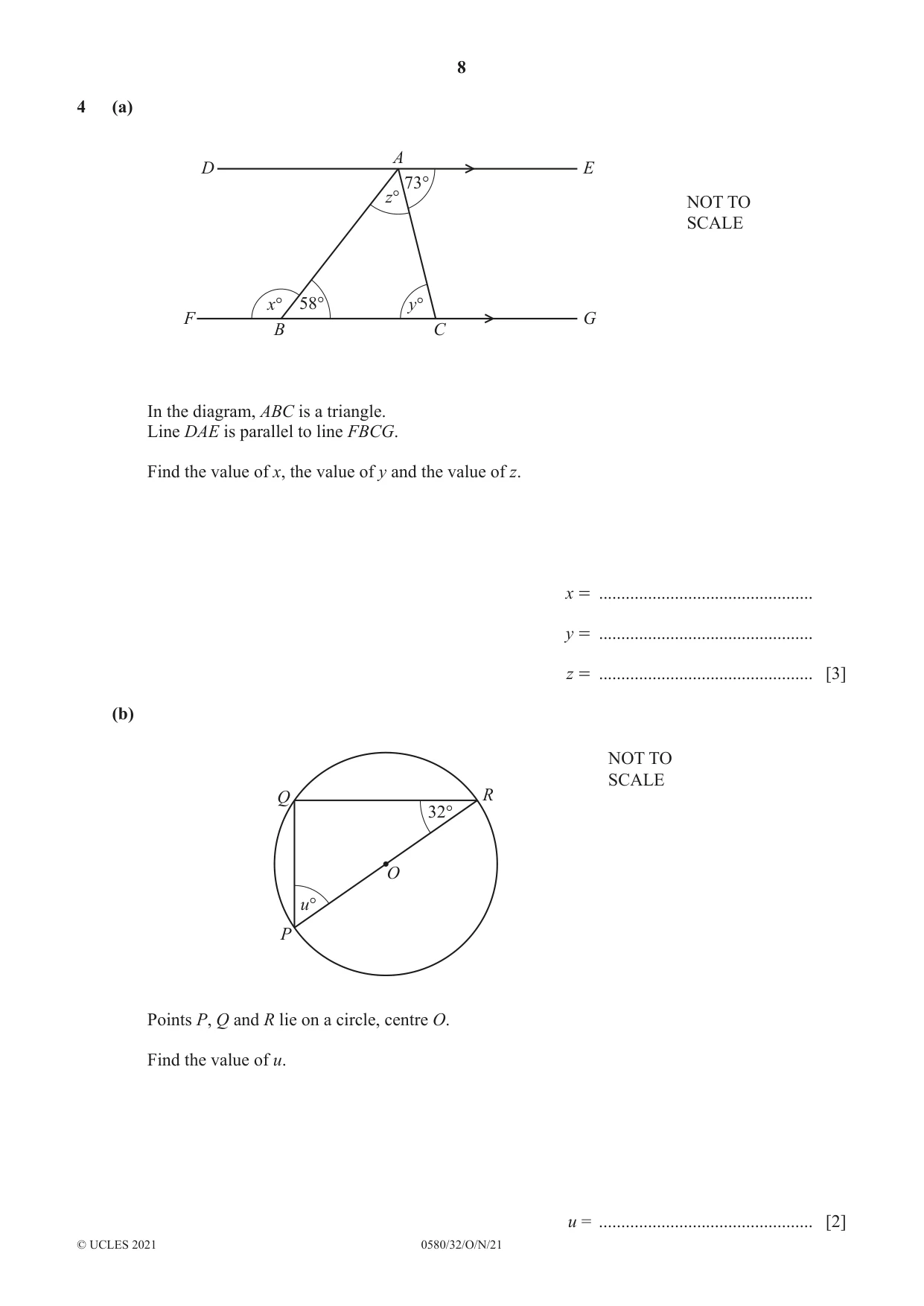 Cambridge IGCSE Mathematics 0580 2021 Oct/Nov Paper 3 · Variant 2 question paper, page 8 of 20