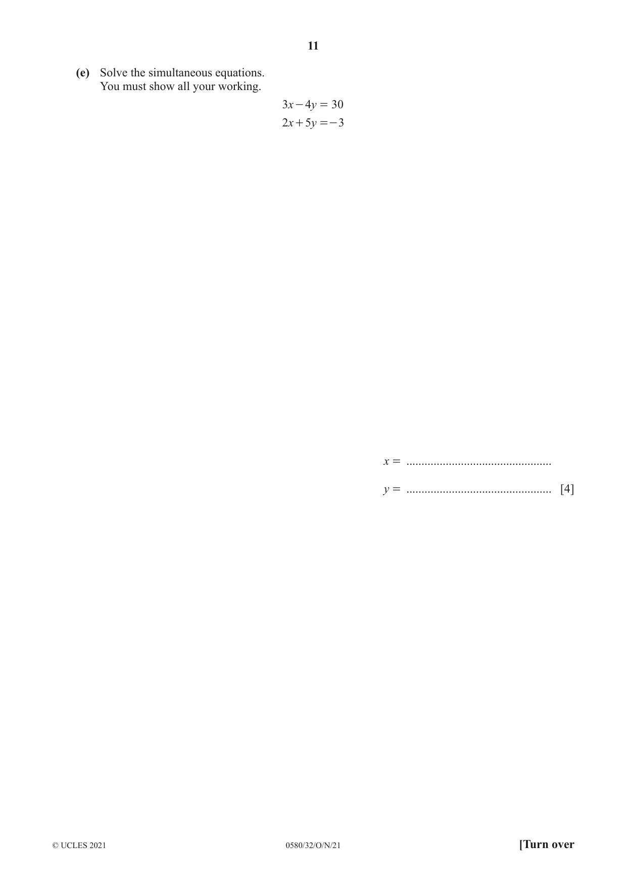 Cambridge IGCSE Mathematics 0580 2021 Oct/Nov Paper 3 · Variant 2 question paper, page 11 of 20