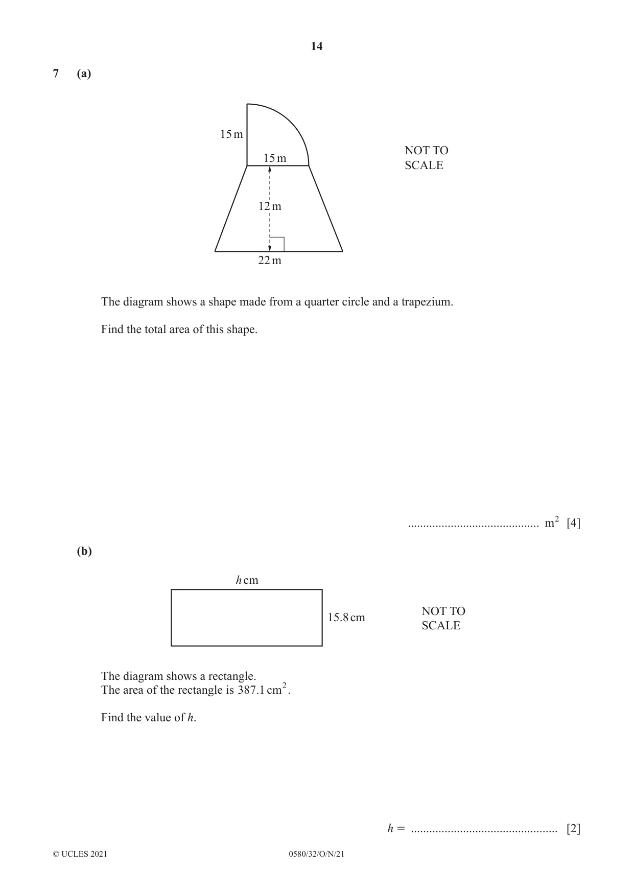 Cambridge IGCSE Mathematics 0580 2021 Oct/Nov Paper 3 · Variant 2 question paper, page 14 of 20