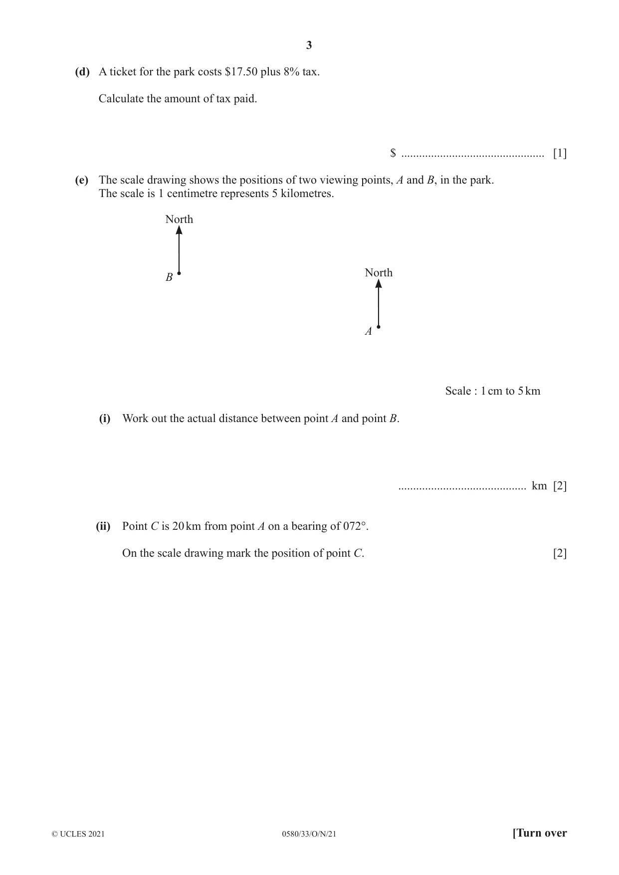 Cambridge IGCSE Mathematics 0580 2021 Oct/Nov Paper 3 · Variant 3 question paper, page 3 of 20