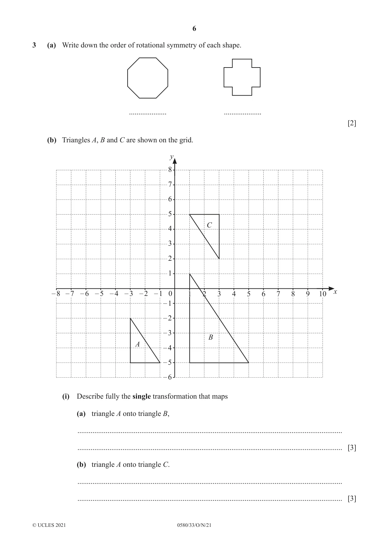 Cambridge IGCSE Mathematics 0580 2021 Oct/Nov Paper 3 · Variant 3 question paper, page 6 of 20