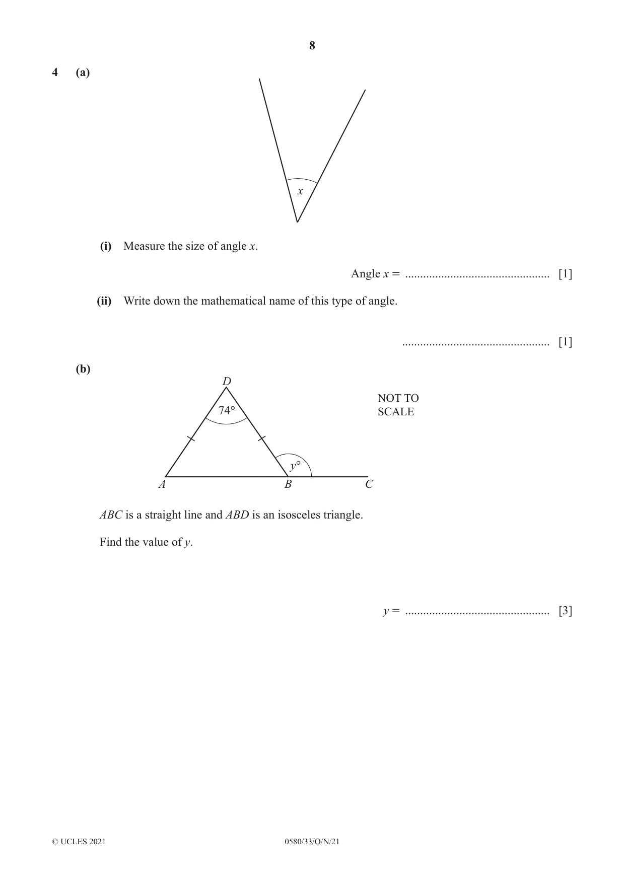 Cambridge IGCSE Mathematics 0580 2021 Oct/Nov Paper 3 · Variant 3 question paper, page 8 of 20