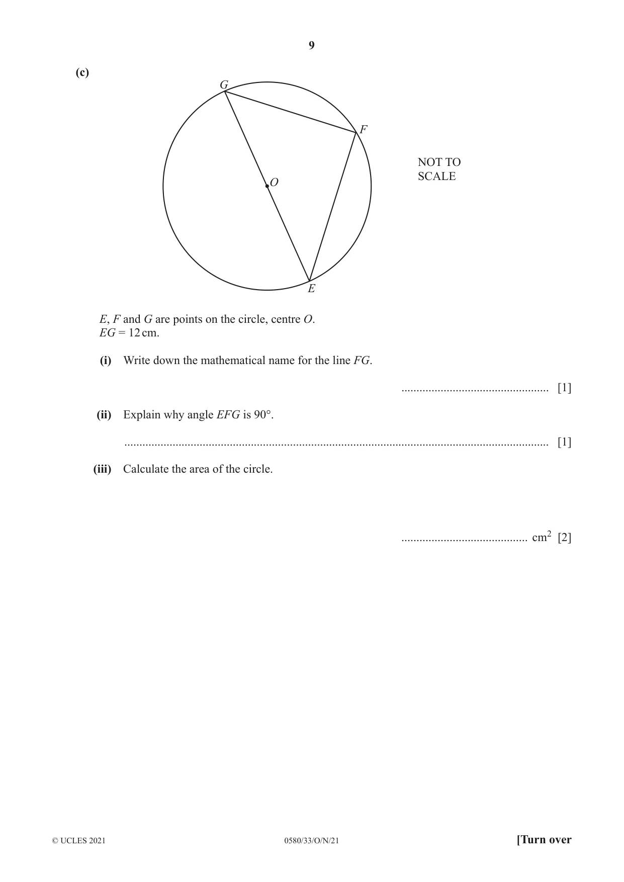 Cambridge IGCSE Mathematics 0580 2021 Oct/Nov Paper 3 · Variant 3 question paper, page 9 of 20