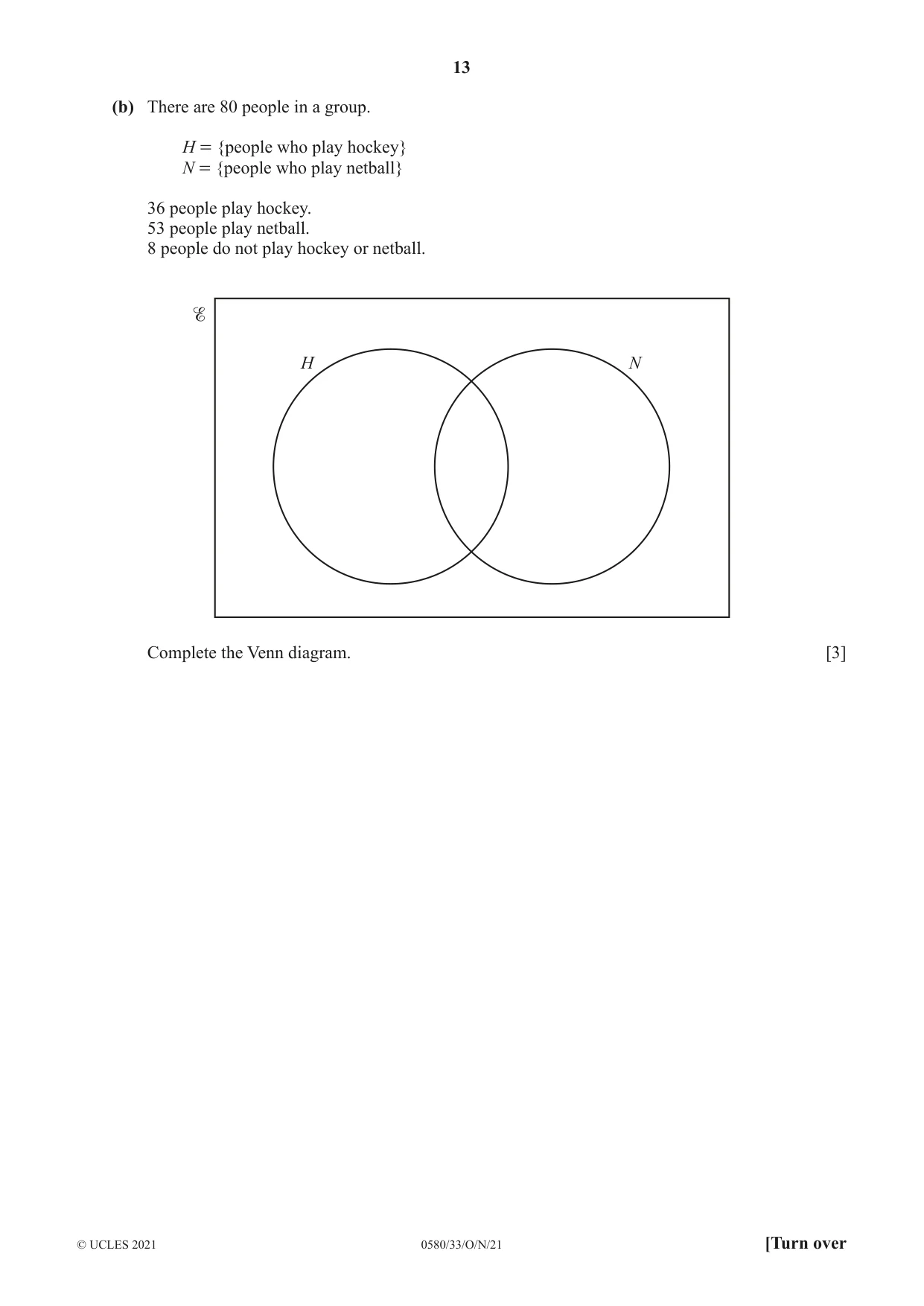Cambridge IGCSE Mathematics 0580 2021 Oct/Nov Paper 3 · Variant 3 question paper, page 13 of 20
