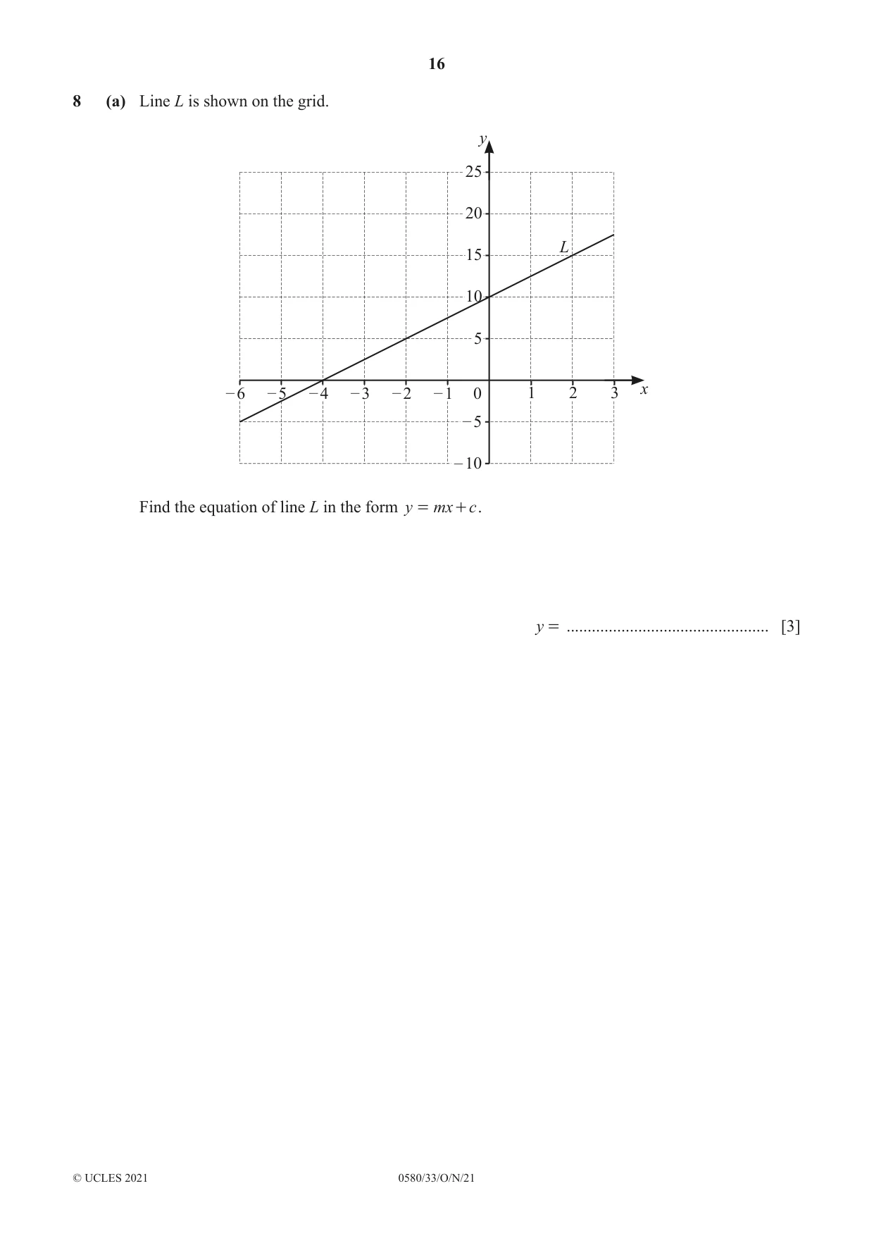 Cambridge IGCSE Mathematics 0580 2021 Oct/Nov Paper 3 · Variant 3 question paper, page 16 of 20