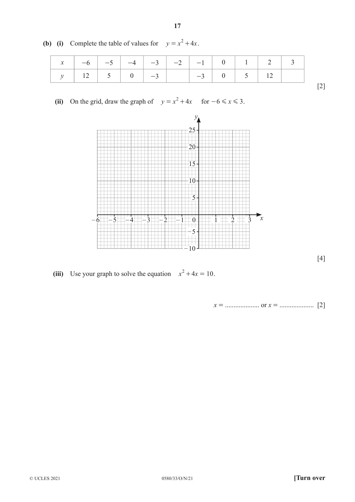 Cambridge IGCSE Mathematics 0580 2021 Oct/Nov Paper 3 · Variant 3 question paper, page 17 of 20
