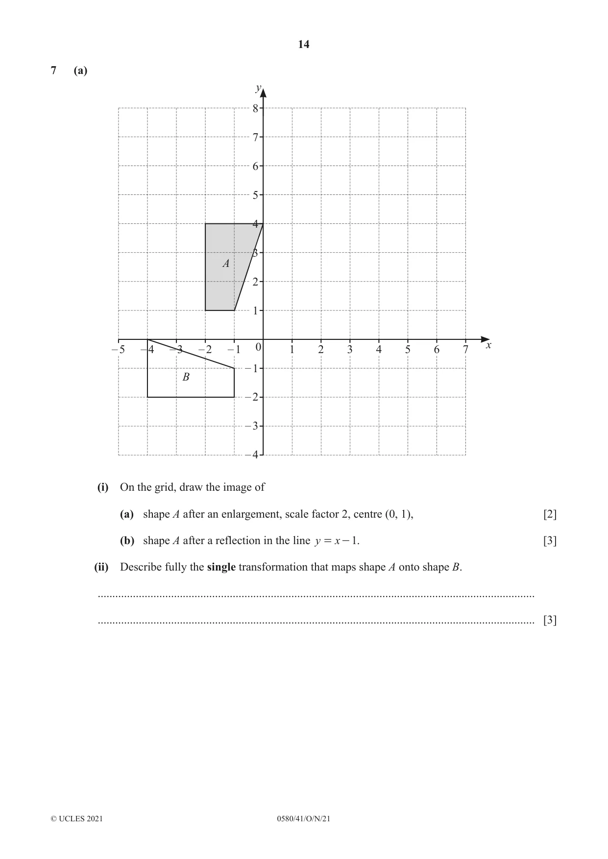 Cambridge IGCSE Mathematics 0580 2021 Oct/Nov Paper 4 · Variant 1 question paper, page 14 of 20