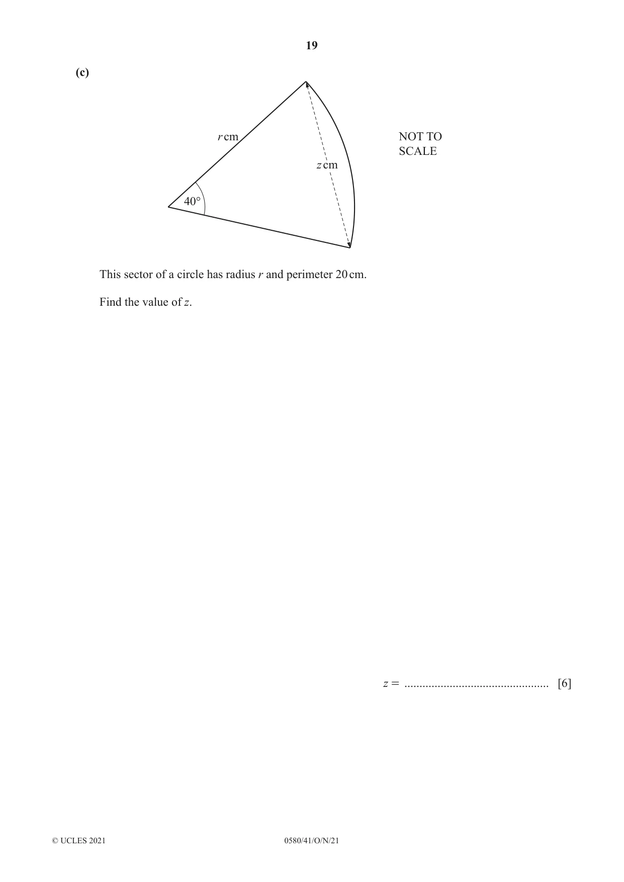 Cambridge IGCSE Mathematics 0580 2021 Oct/Nov Paper 4 · Variant 1 question paper, page 19 of 20