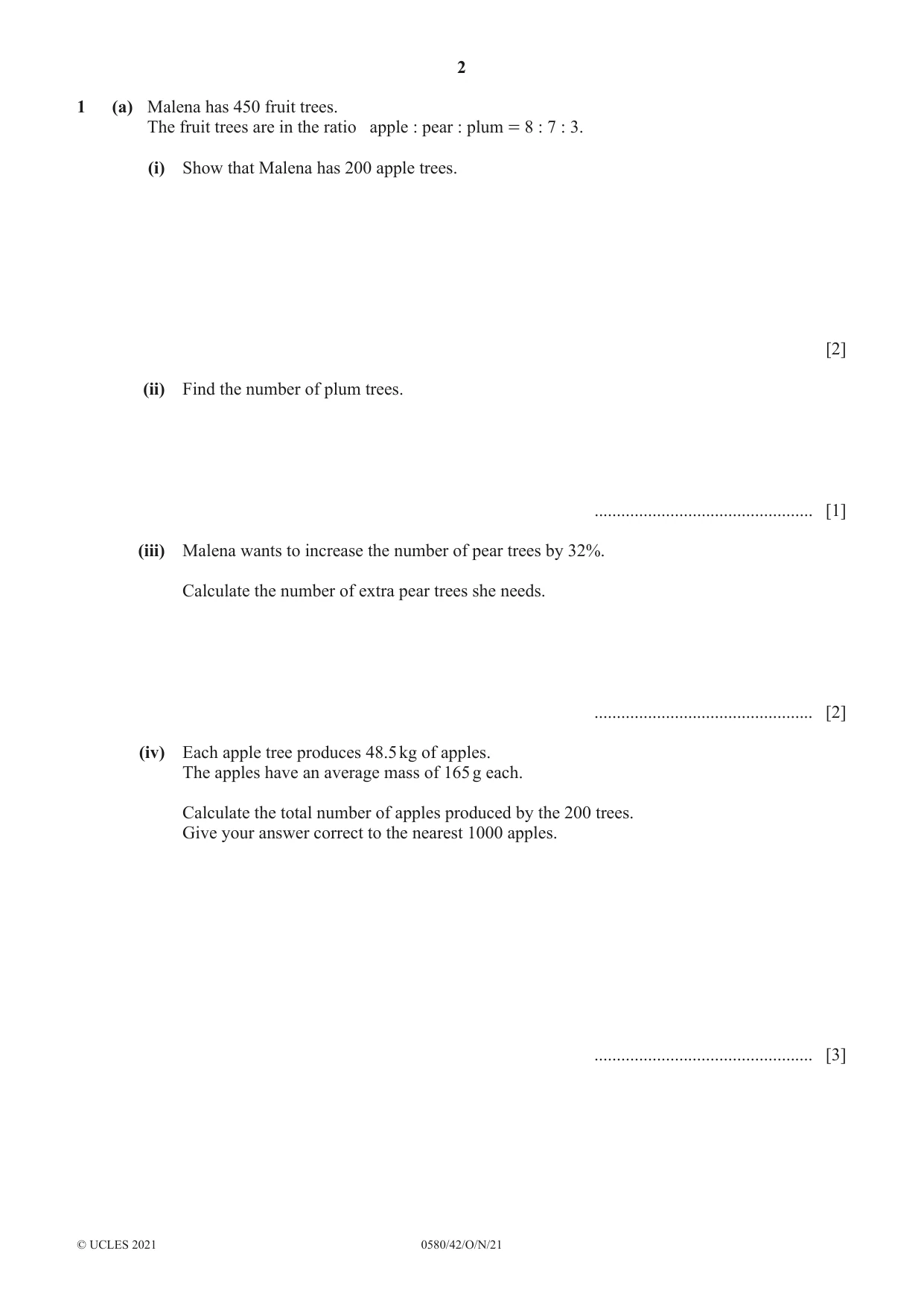 Cambridge IGCSE Mathematics 0580 2021 Oct/Nov Paper 4 · Variant 2 question paper, page 2 of 20