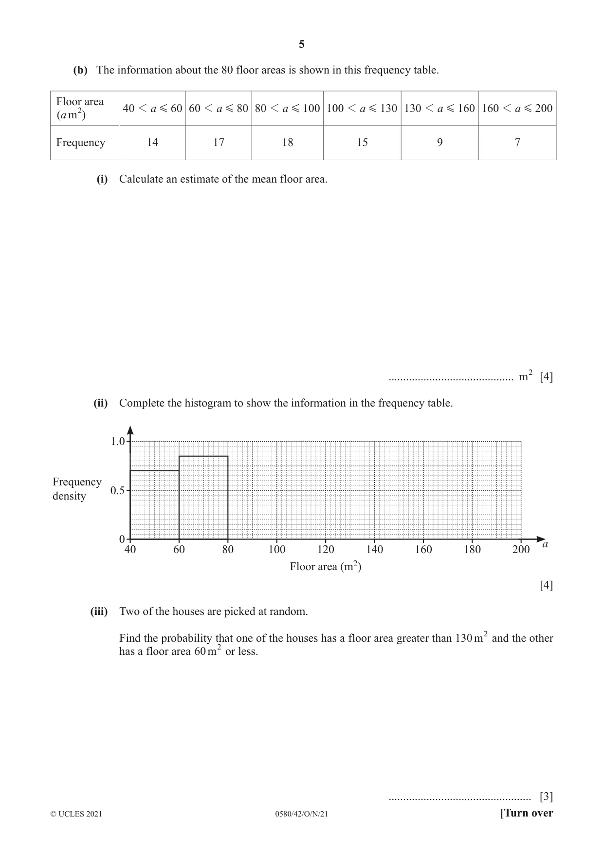 Cambridge IGCSE Mathematics 0580 2021 Oct/Nov Paper 4 · Variant 2 question paper, page 5 of 20