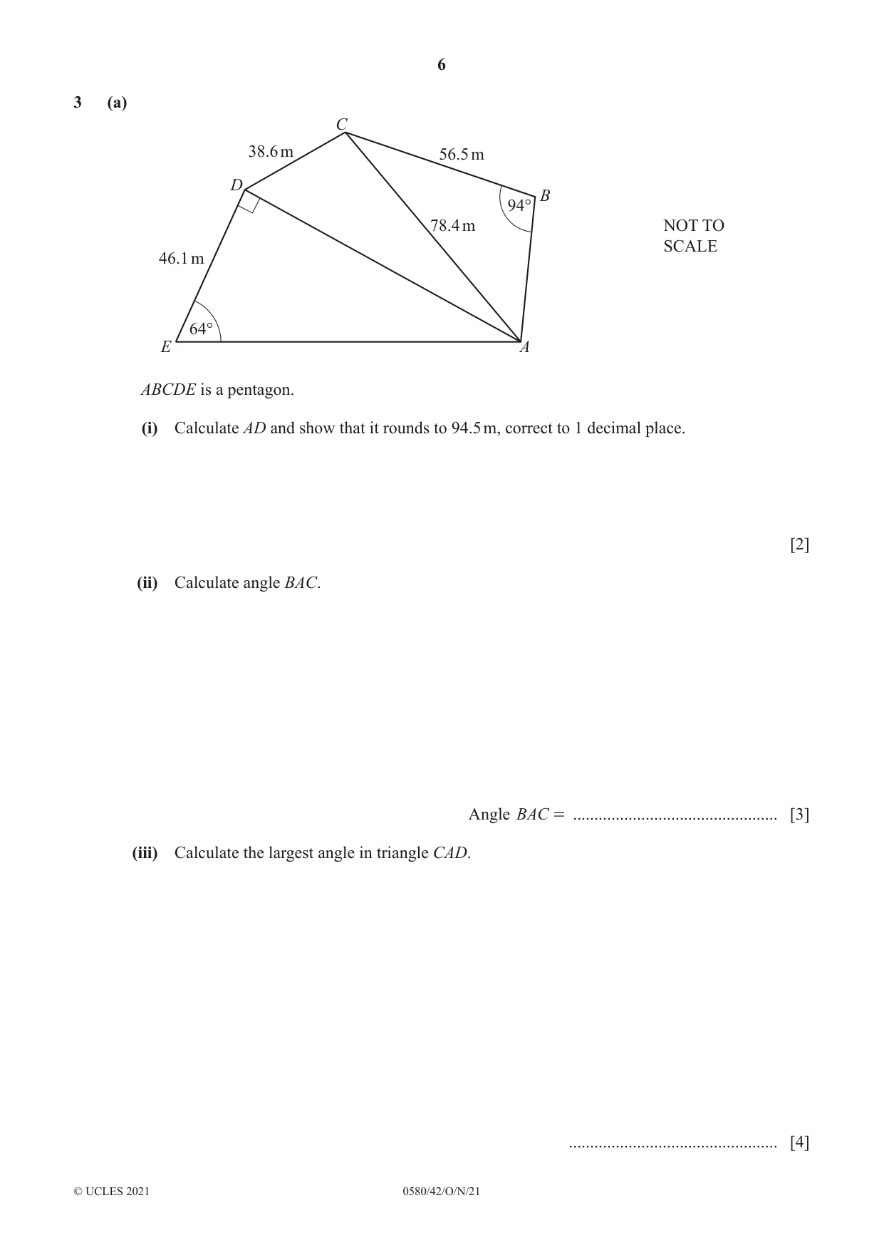 Cambridge IGCSE Mathematics 0580 2021 Oct/Nov Paper 4 · Variant 2 question paper, page 6 of 20