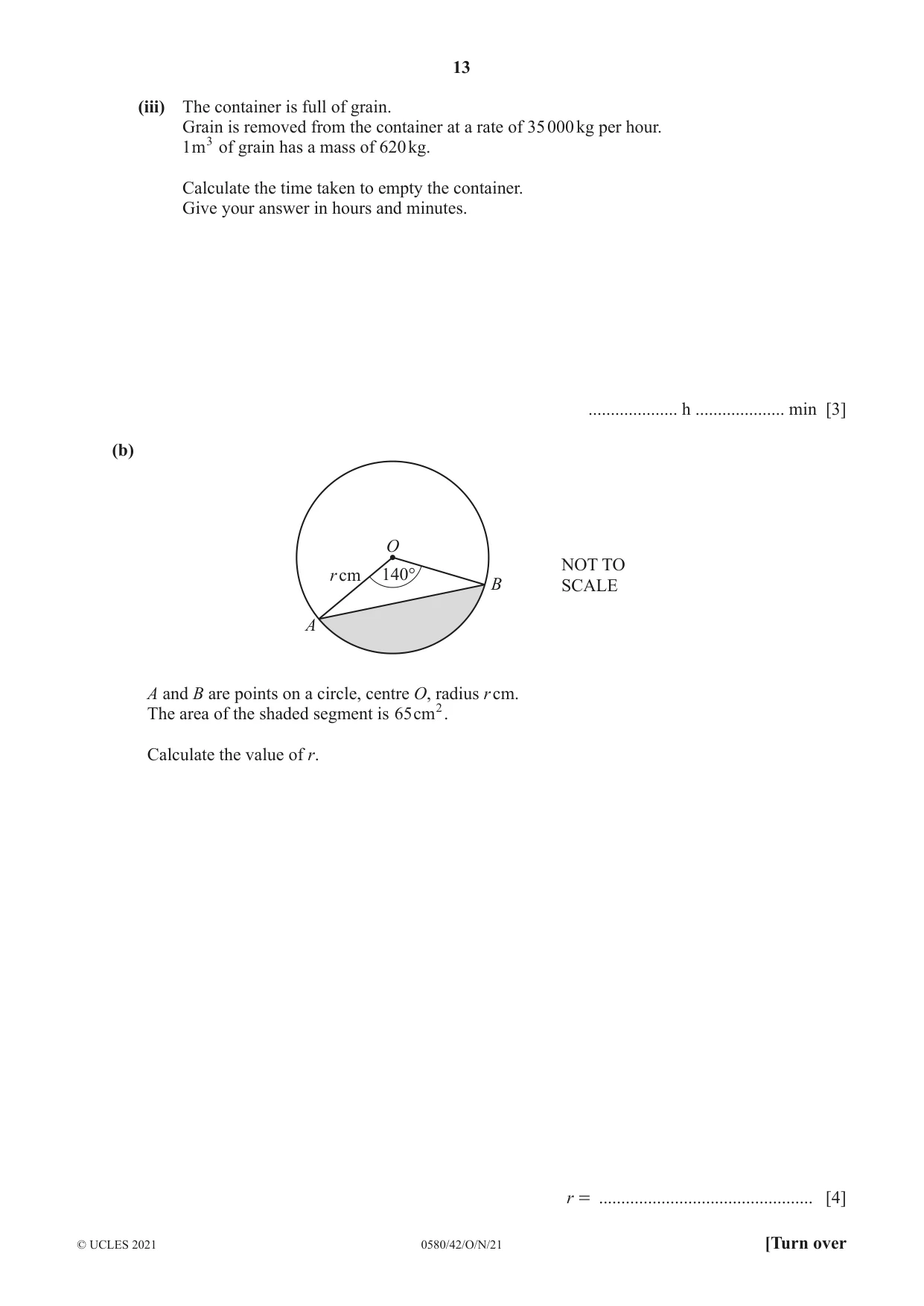 Cambridge IGCSE Mathematics 0580 2021 Oct/Nov Paper 4 · Variant 2 question paper, page 13 of 20