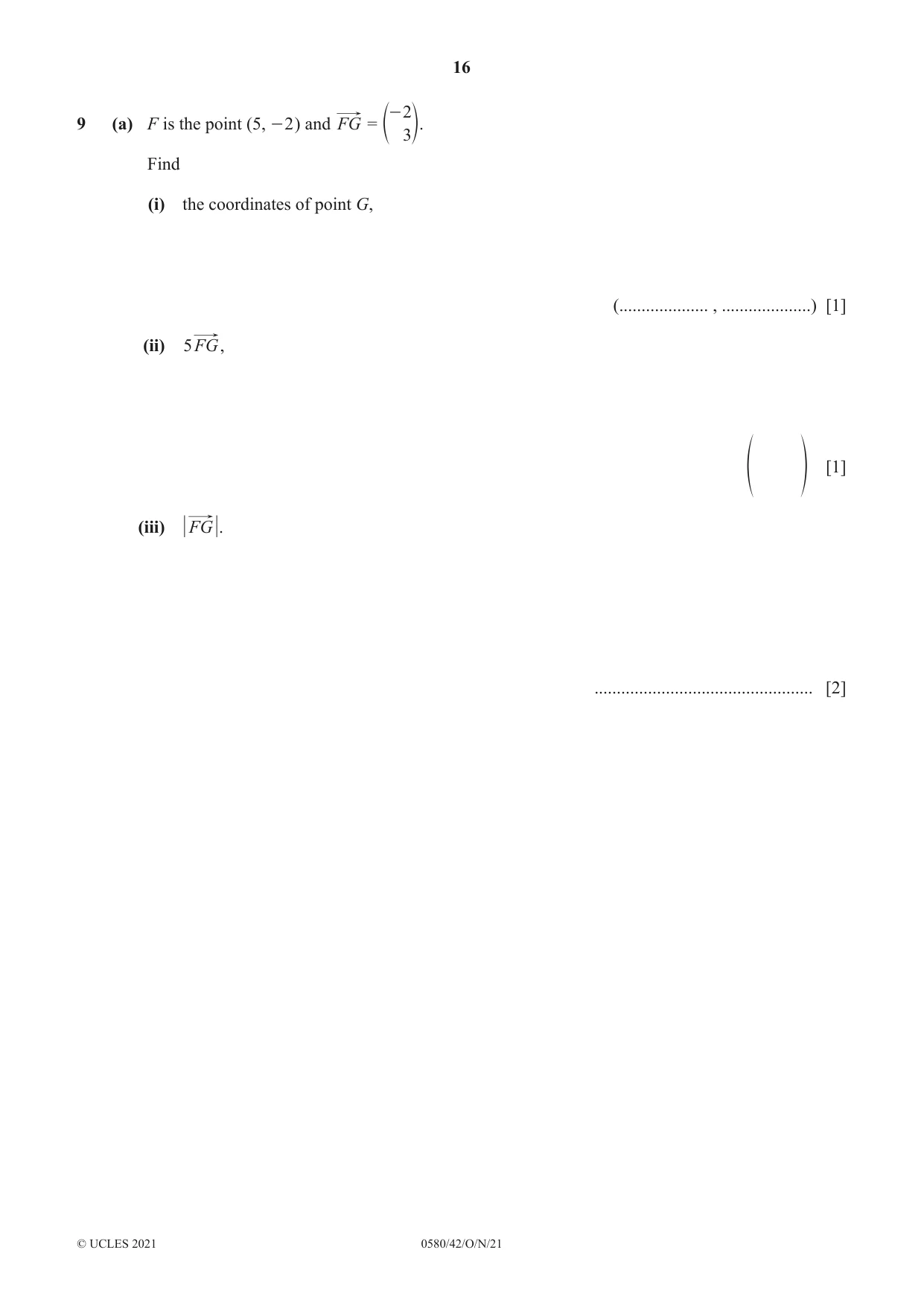 Cambridge IGCSE Mathematics 0580 2021 Oct/Nov Paper 4 · Variant 2 question paper, page 16 of 20
