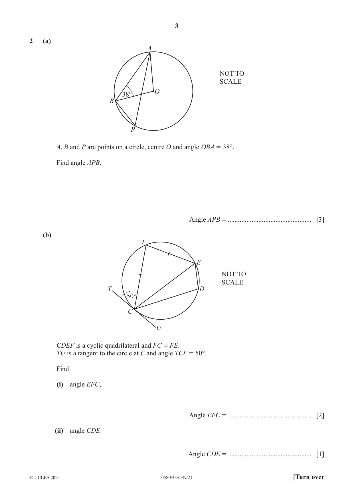 Cambridge IGCSE Mathematics 0580 2021 Oct/Nov Paper 4 · Variant 3 question paper, page 3 of 20