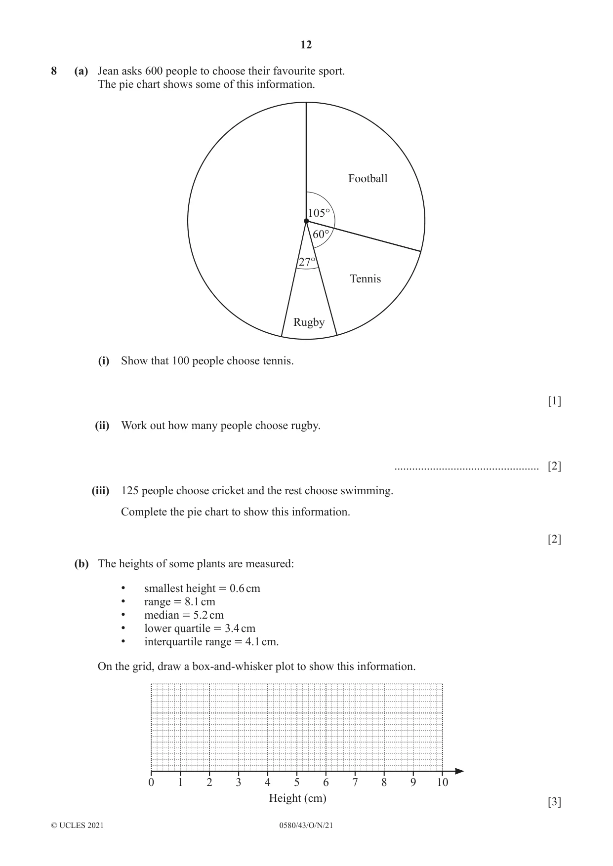 Cambridge IGCSE Mathematics 0580 2021 Oct/Nov Paper 4 · Variant 3 question paper, page 12 of 20