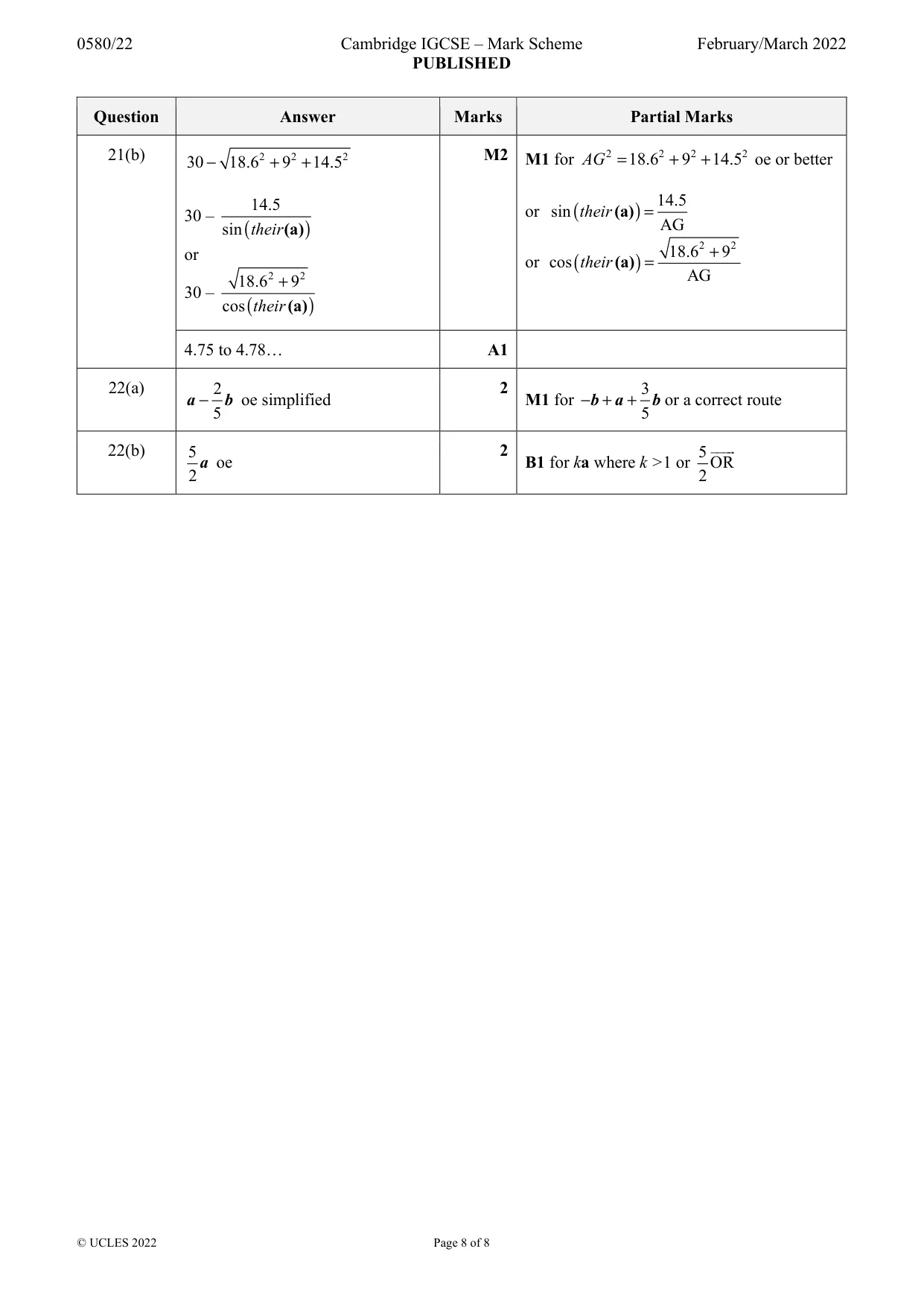 Mark scheme, page 8 of 8