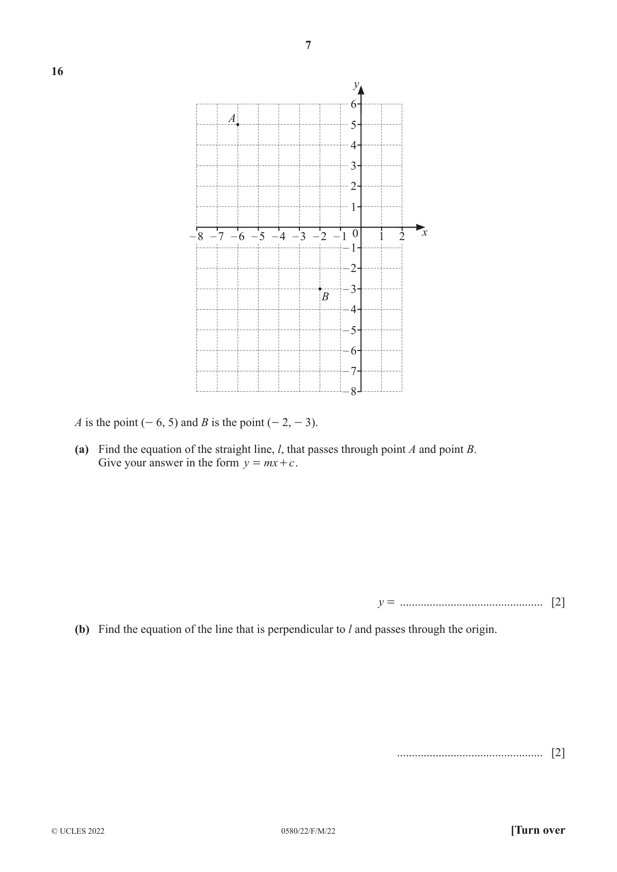 Cambridge IGCSE Mathematics 0580 2022 Feb/March Paper 2 · Variant 2 question paper, page 7 of 12