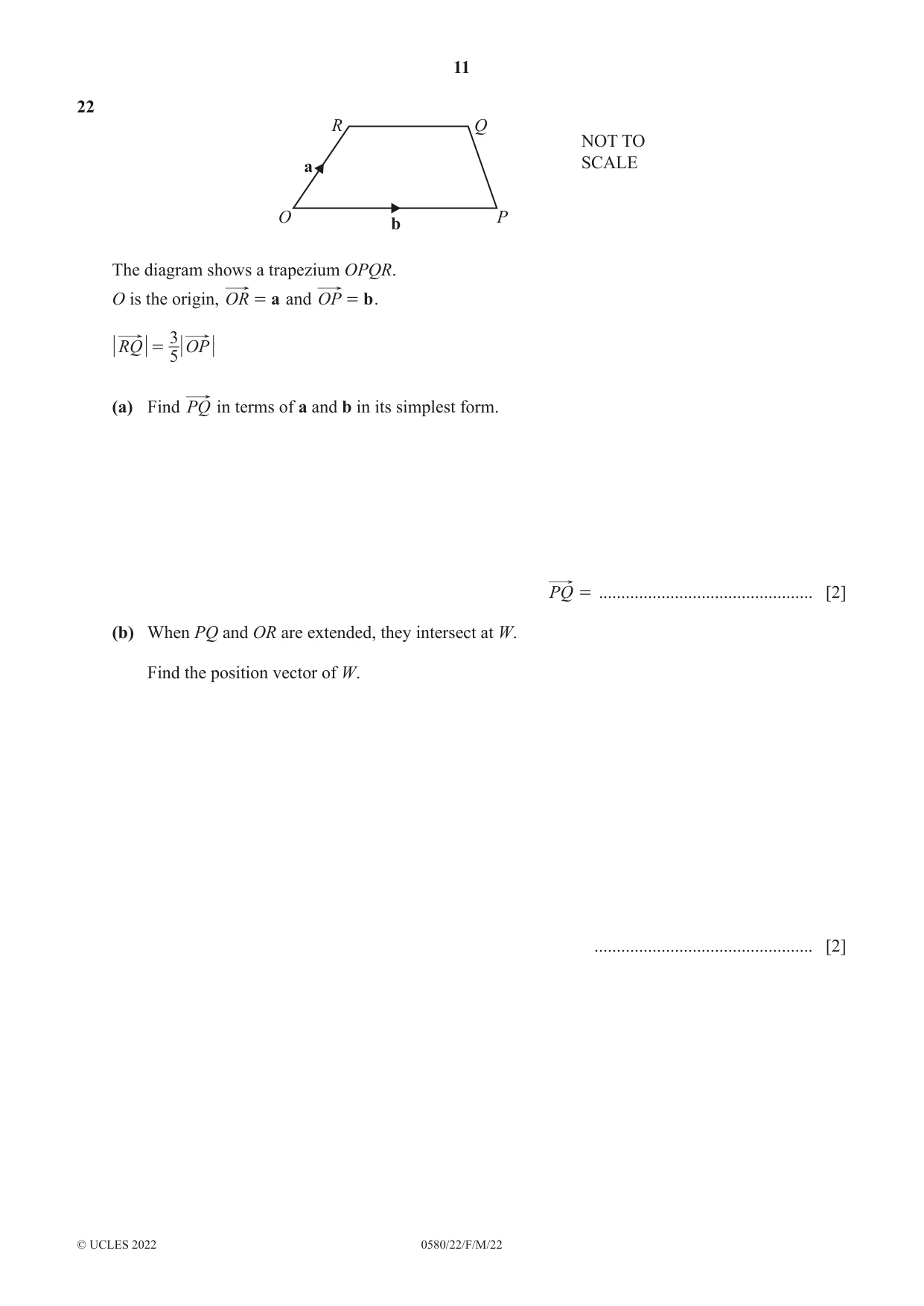 Cambridge IGCSE Mathematics 0580 2022 Feb/March Paper 2 · Variant 2 question paper, page 11 of 12