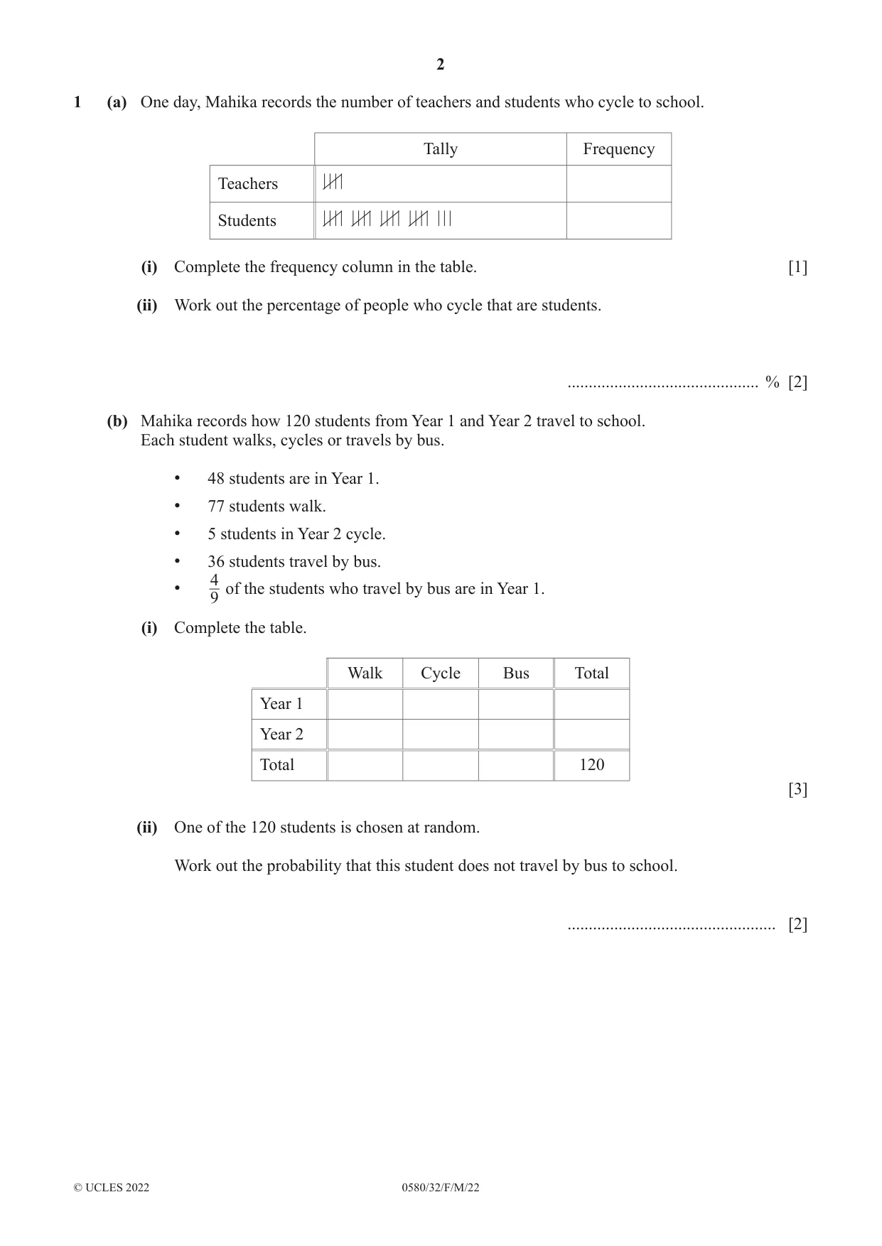 Cambridge IGCSE Mathematics 0580 2022 Feb/March Paper 3 · Variant 2 question paper, page 2 of 20
